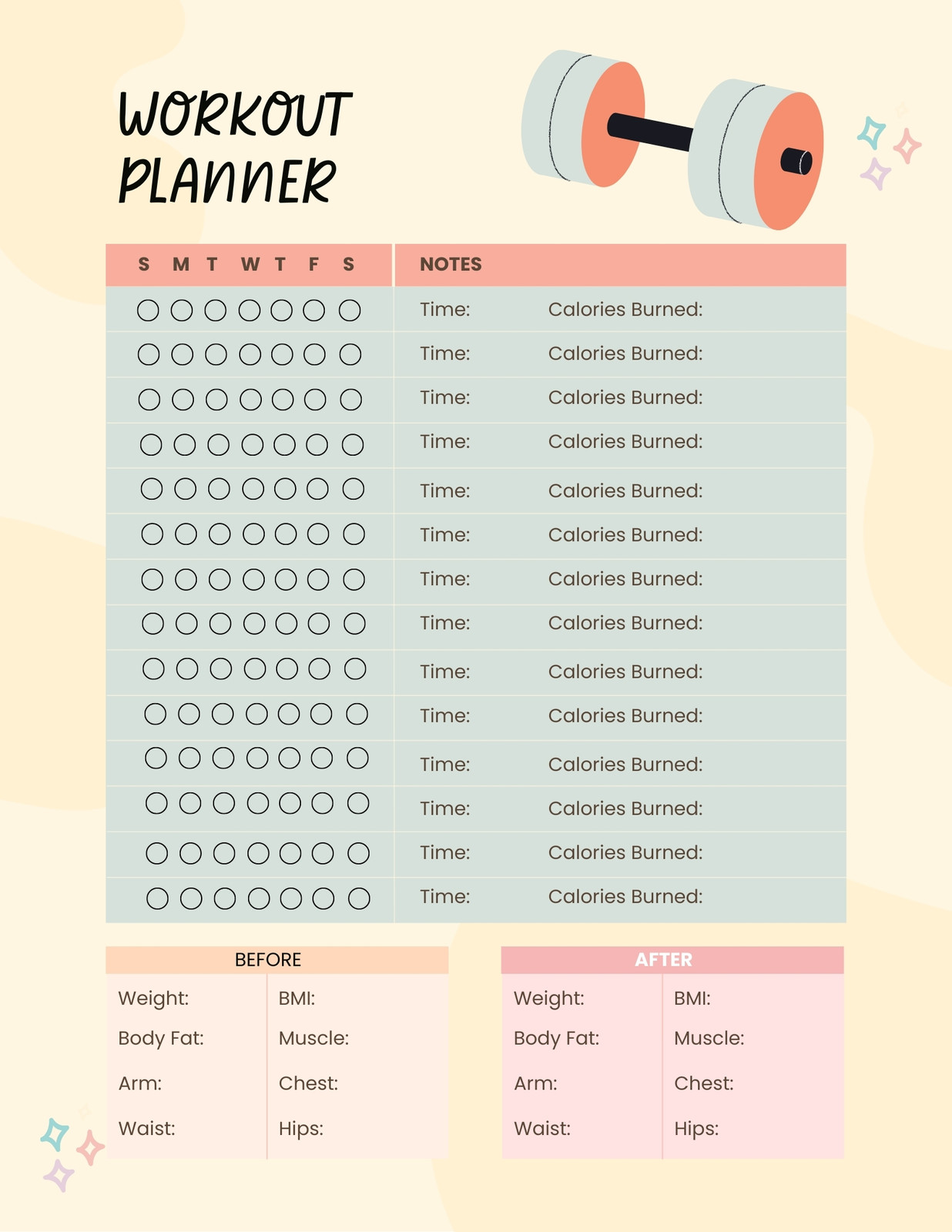 Free, custom printable workout planner templates online Canva