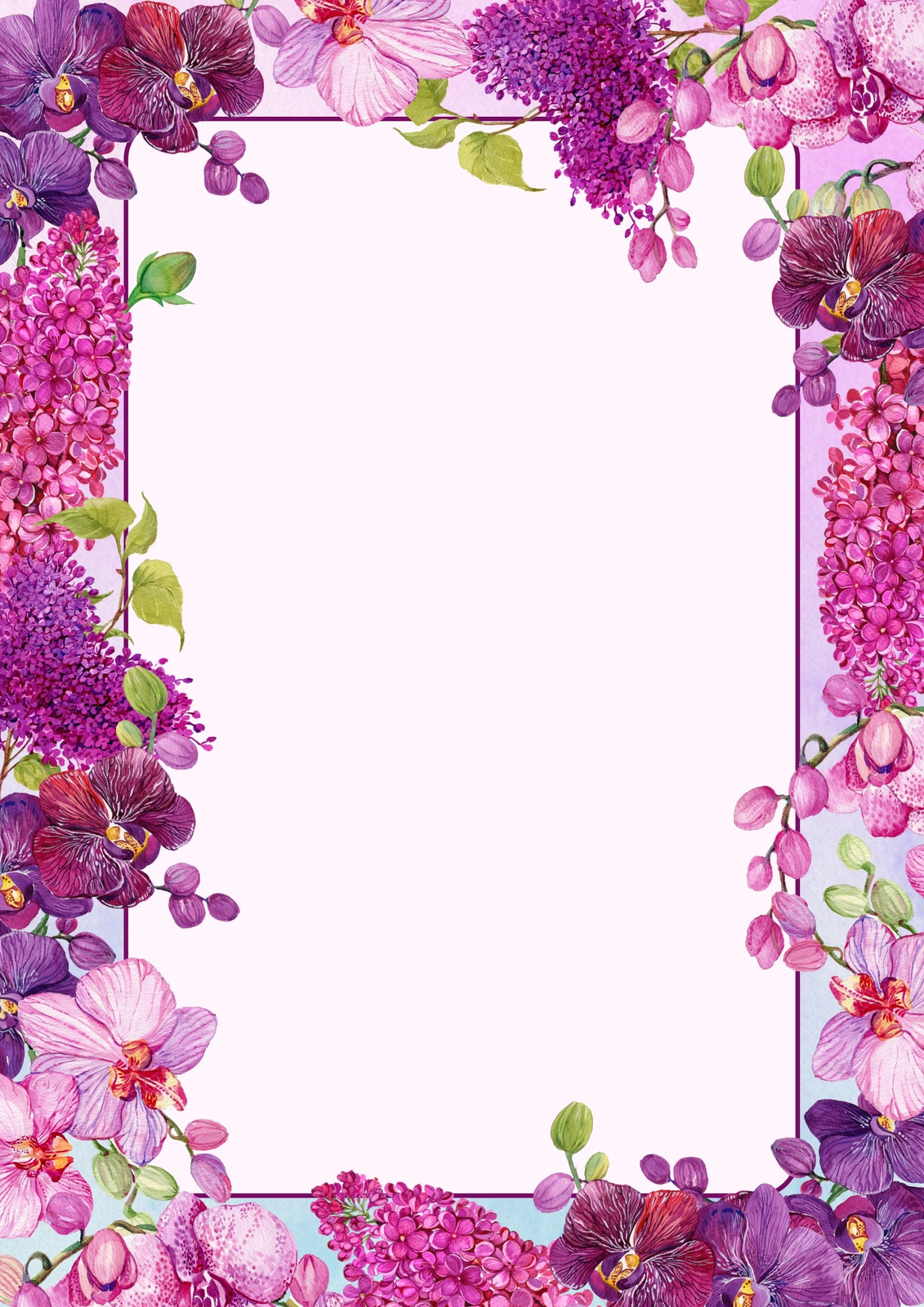 purple flower page borders