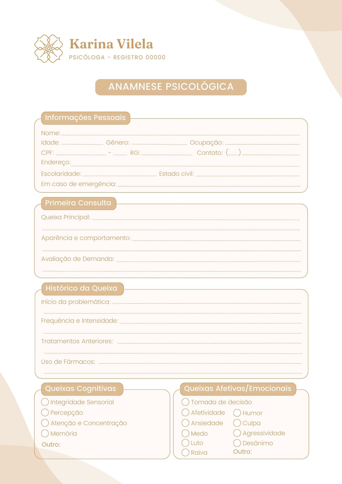 Ficha Anamnese Nutricional - Personalizada