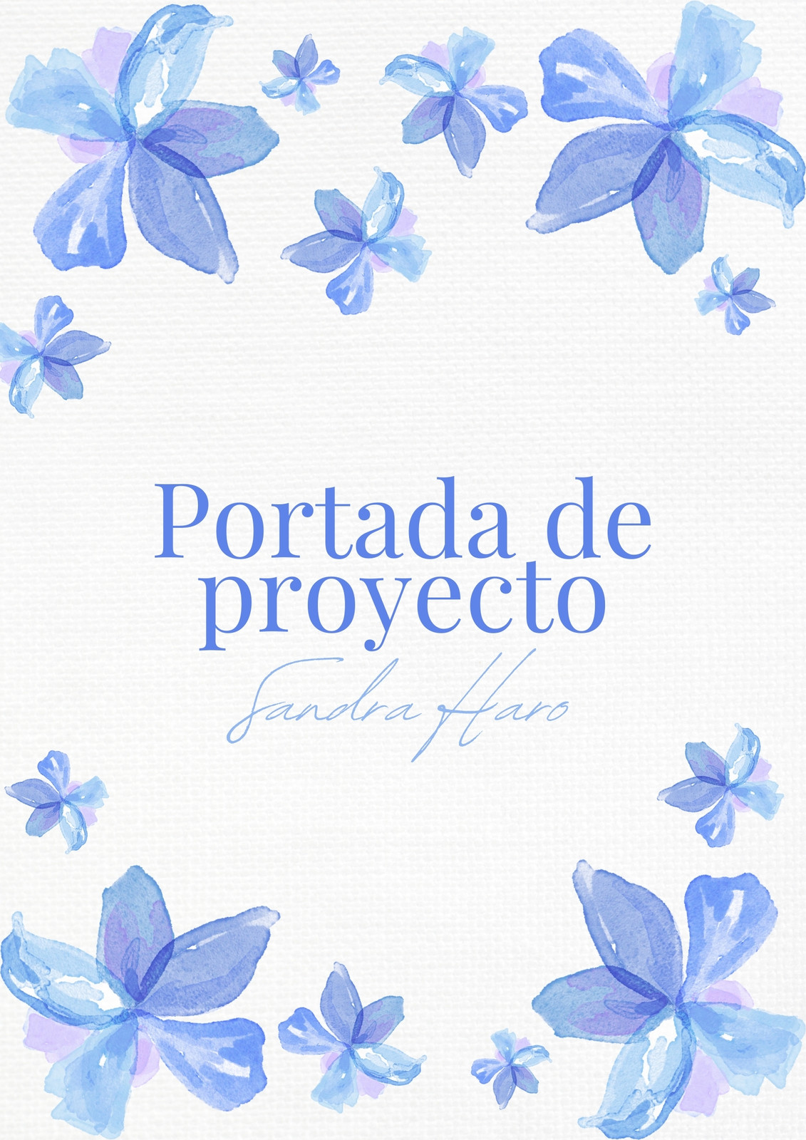 Documento A4 Portada Trabajo Proyecto Acuarela Aesthetic Floral Pastel