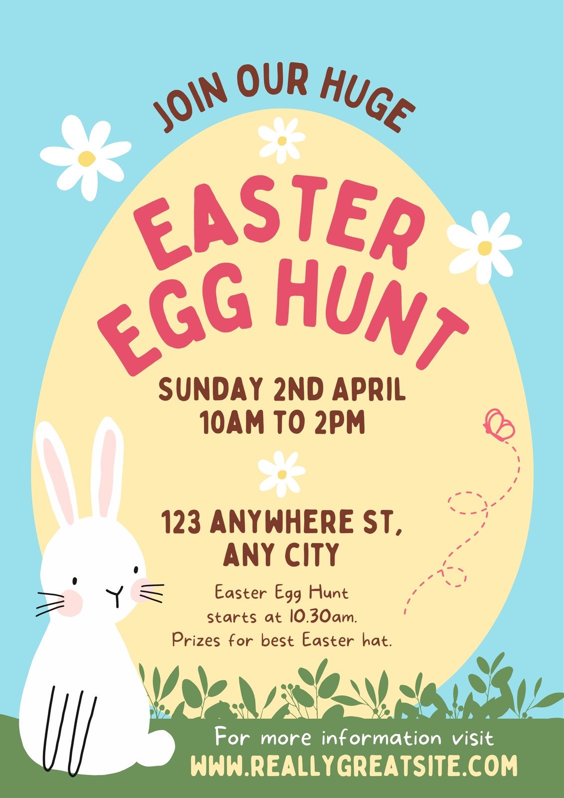 Pastel Whimsical Illustrated Easter Egg Hunt Event Poster
