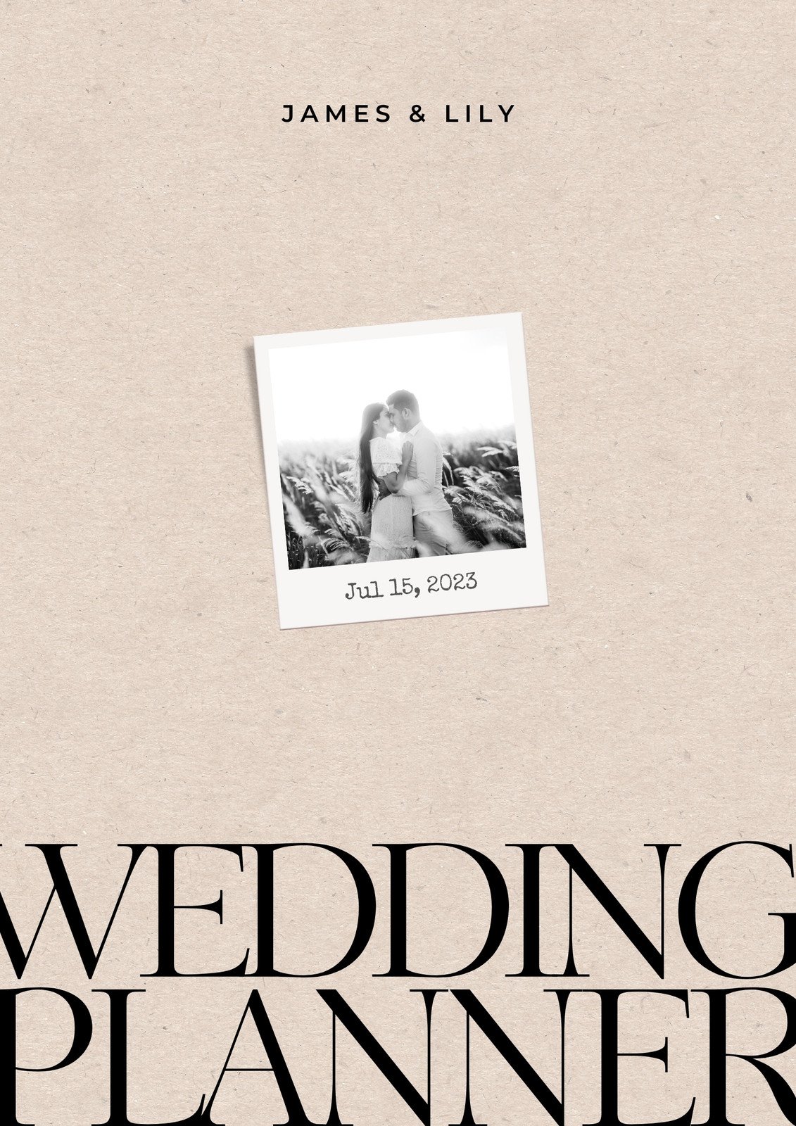 Neutral Paper Cardboard Wedding Planner Cover Design A4 Document