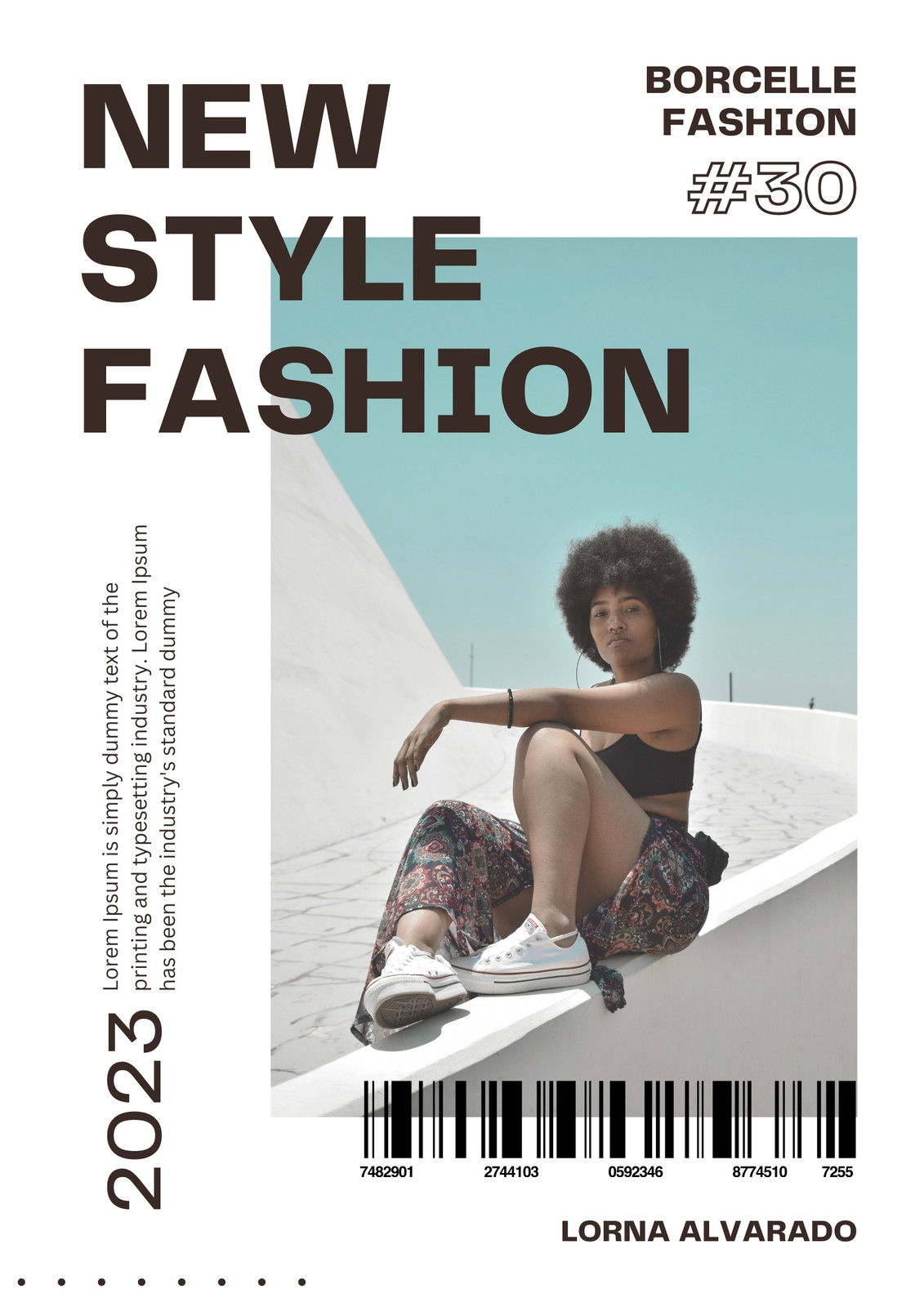 Design this Elegant Geometric Fashion Magazine Cover ready-made template