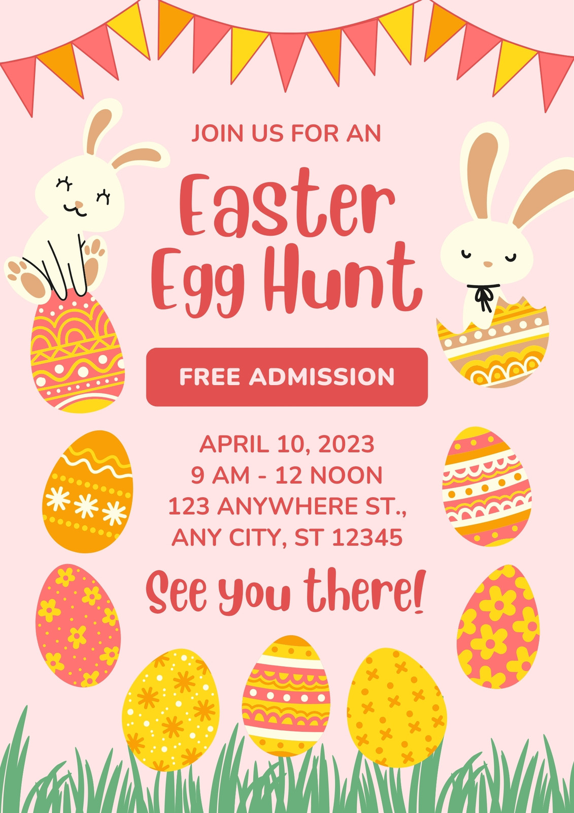 Pink Yellow Orange Colorful Easter Egg Hunt Poster