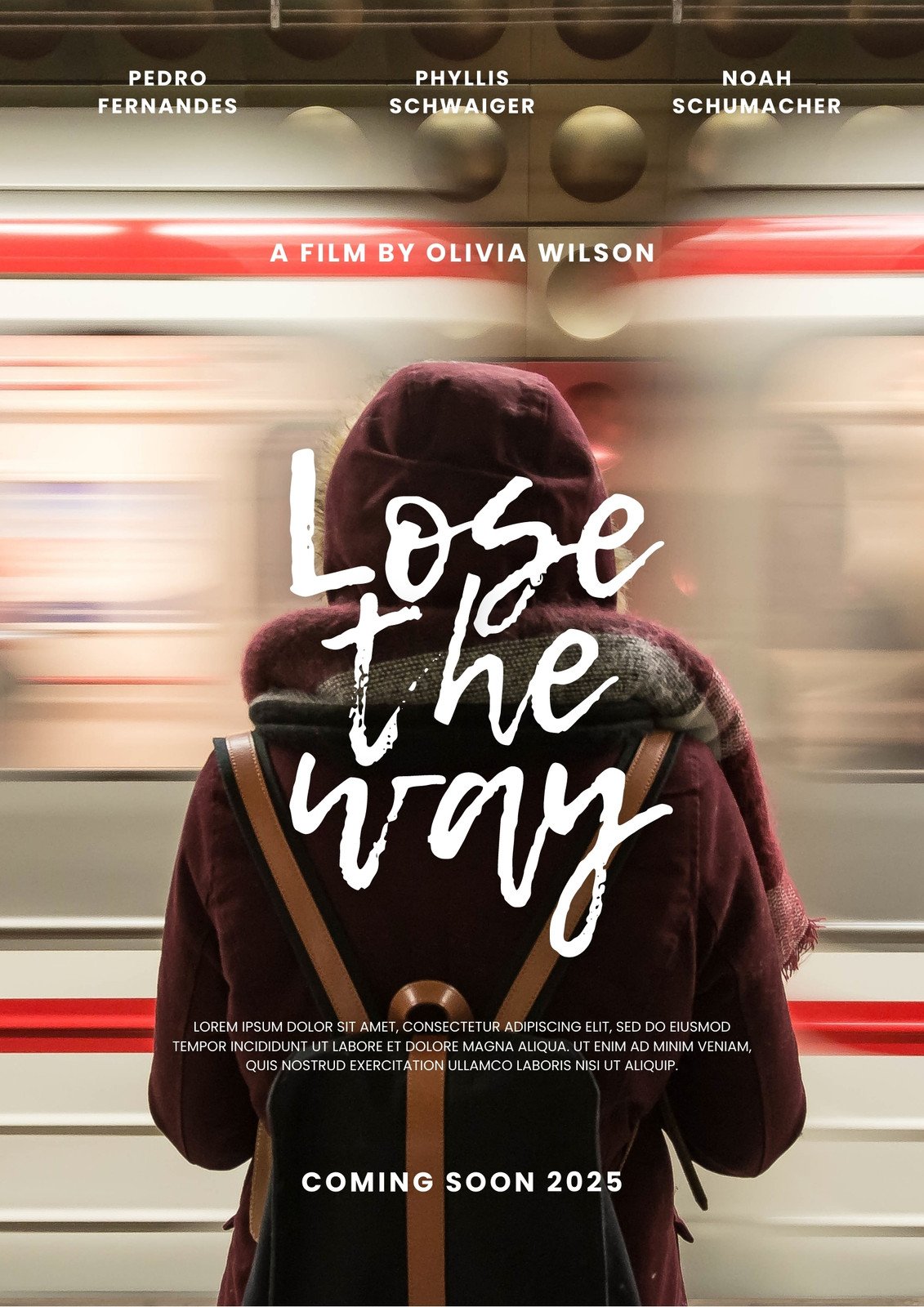 Brown and White Minimalist Photo Lose the way Movie Poster