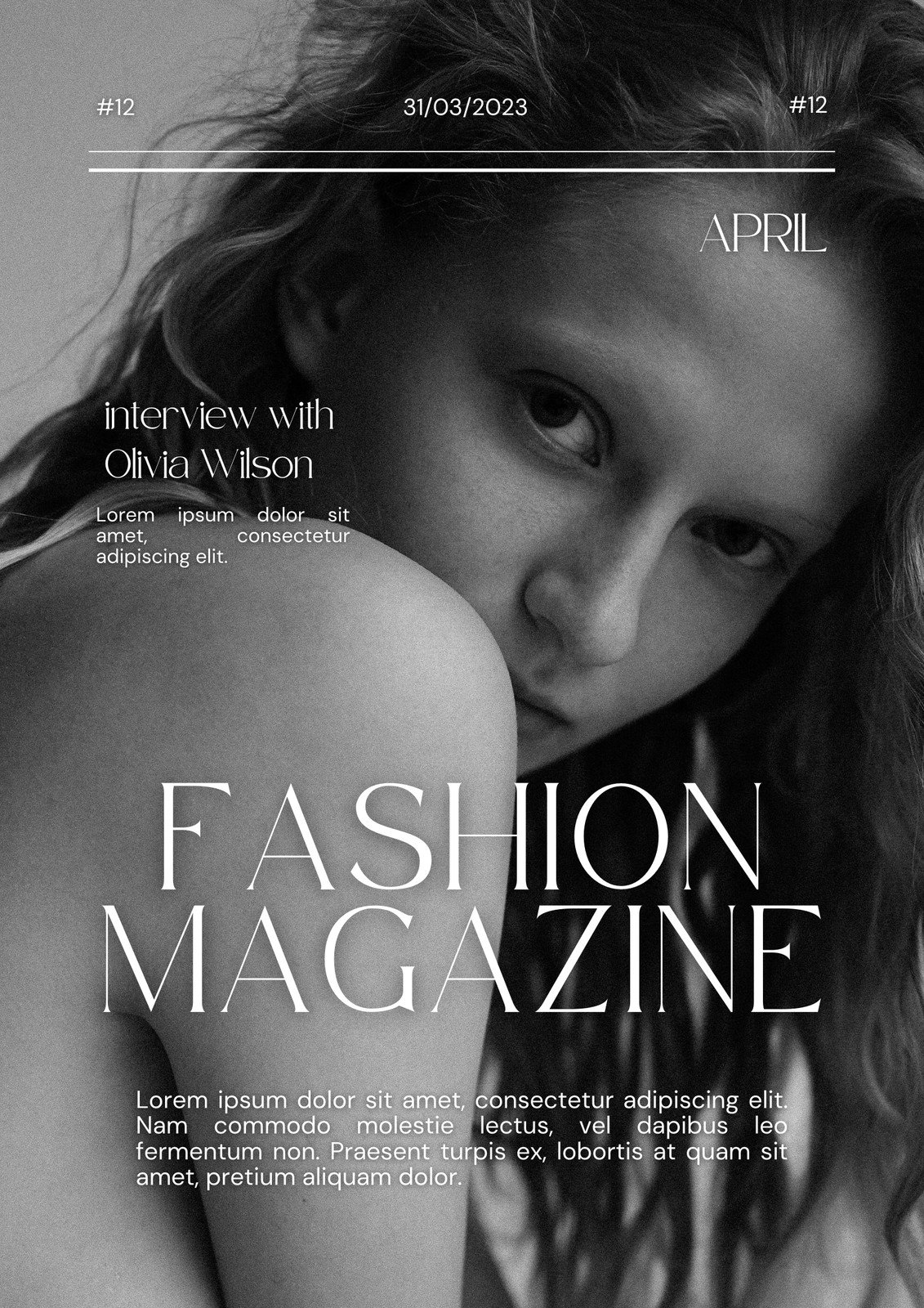White And Black Simple Aesthetic Fashion Magazine Cover
