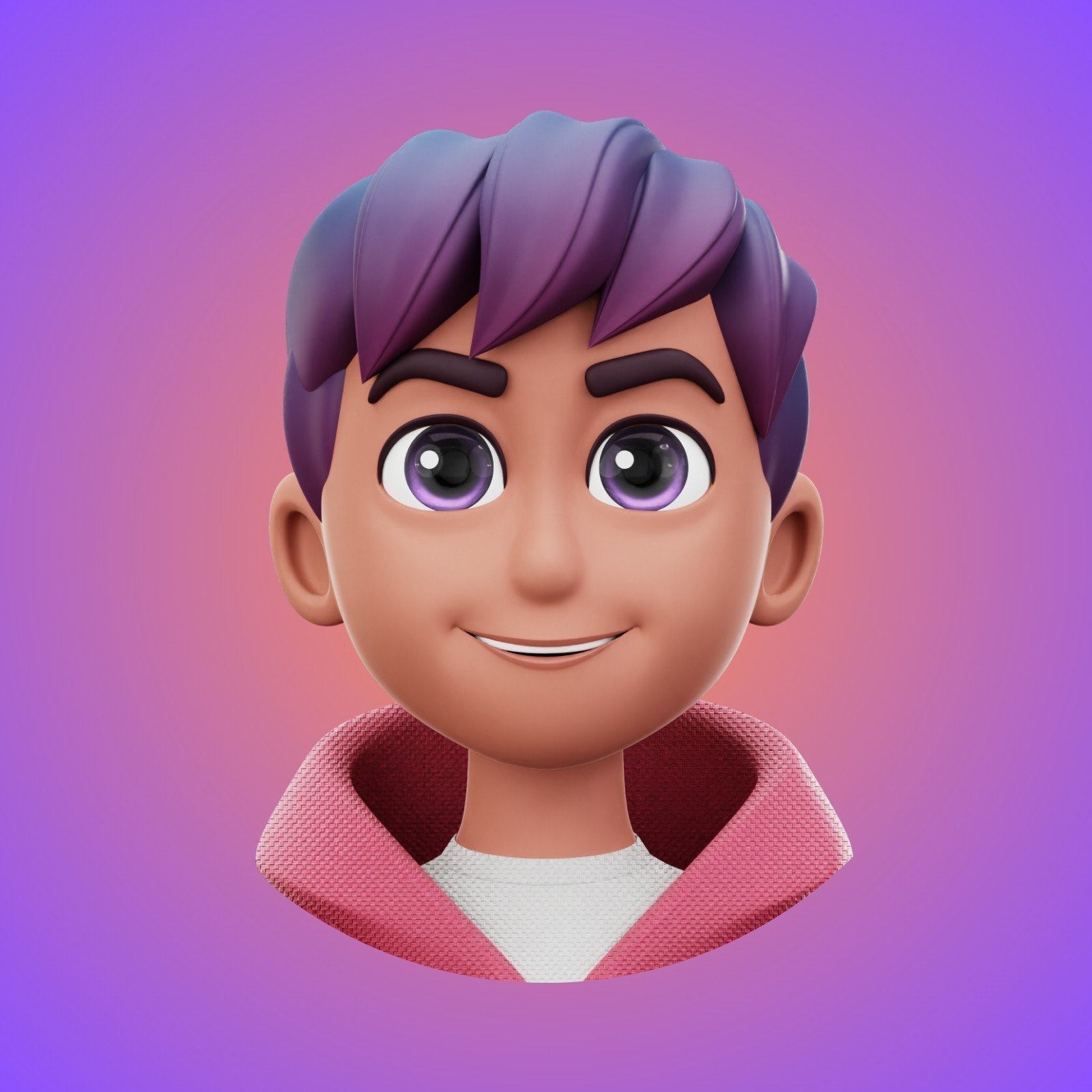Purple Pink Gradient Man 3D Avatar