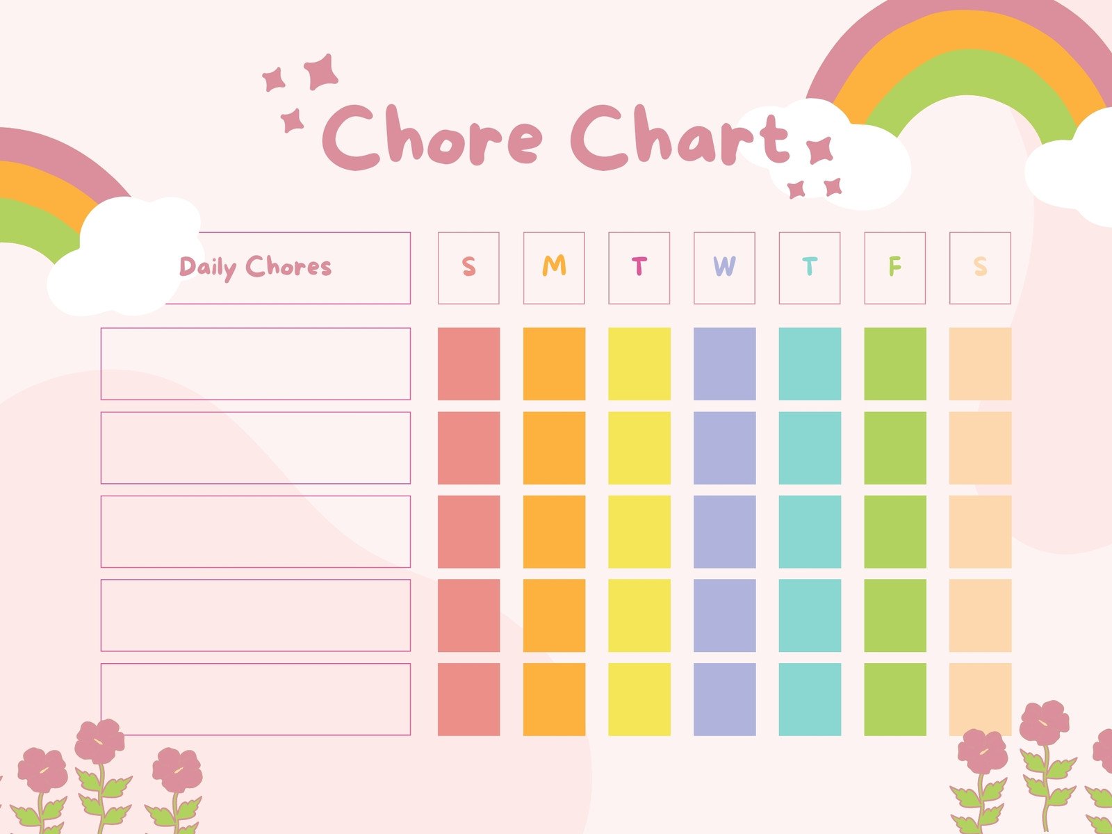 Minimalist Fillable + Printable Chore Chart – Five+Bright