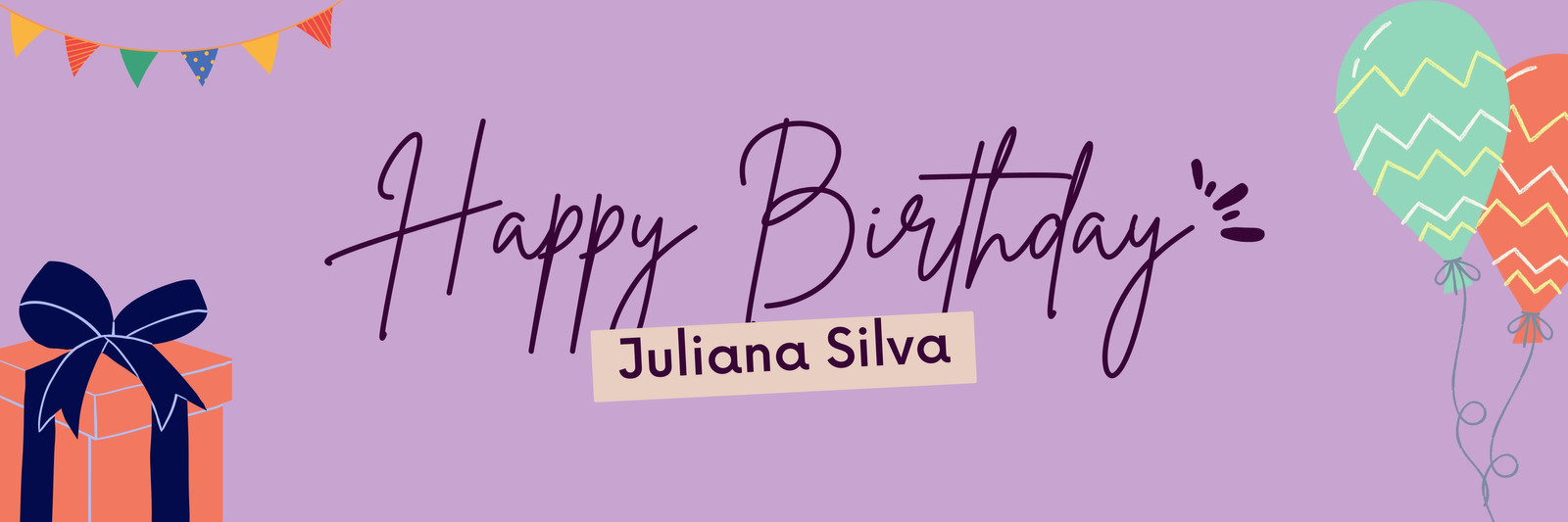 Purple Colorful Simple Happy Birthday Email Header
