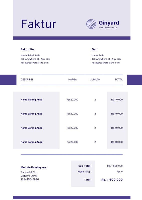 Halaman 8 Pilih Desain Contoh Invoice Faktur Gratis Canva 1938