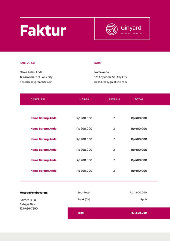 Halaman 5 Pilih Desain Contoh Invoice Faktur Gratis Canva 1910