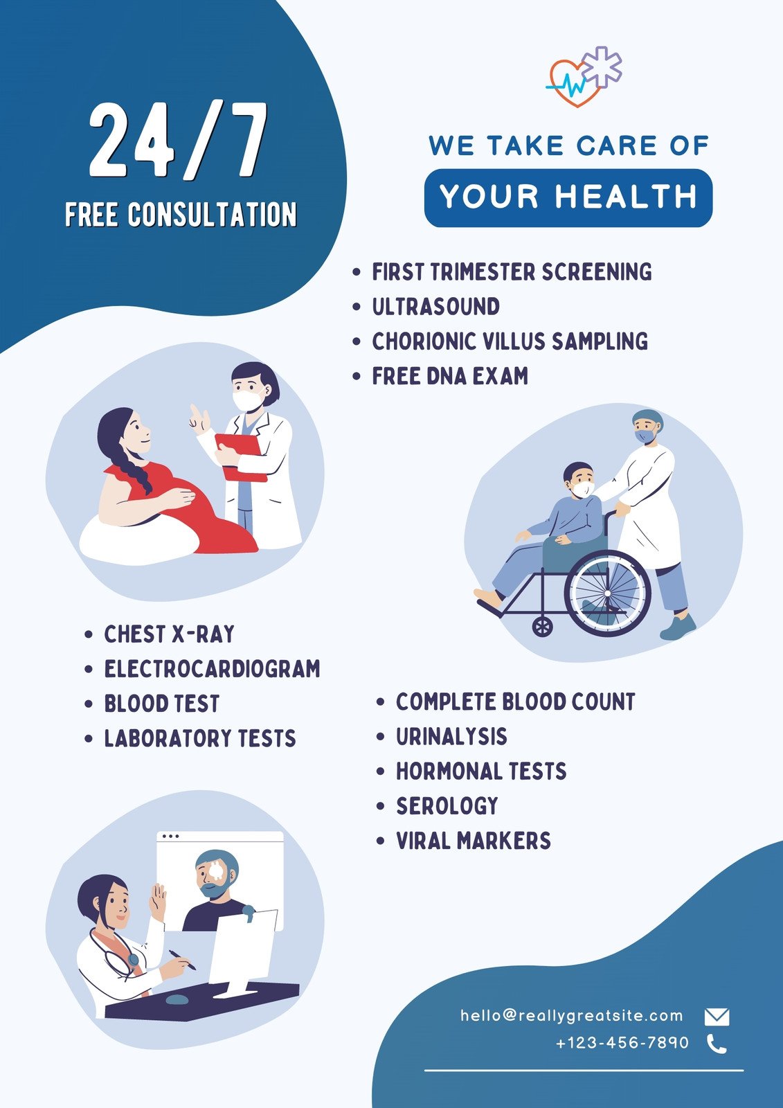Blue Illustration Medical Service Flyer