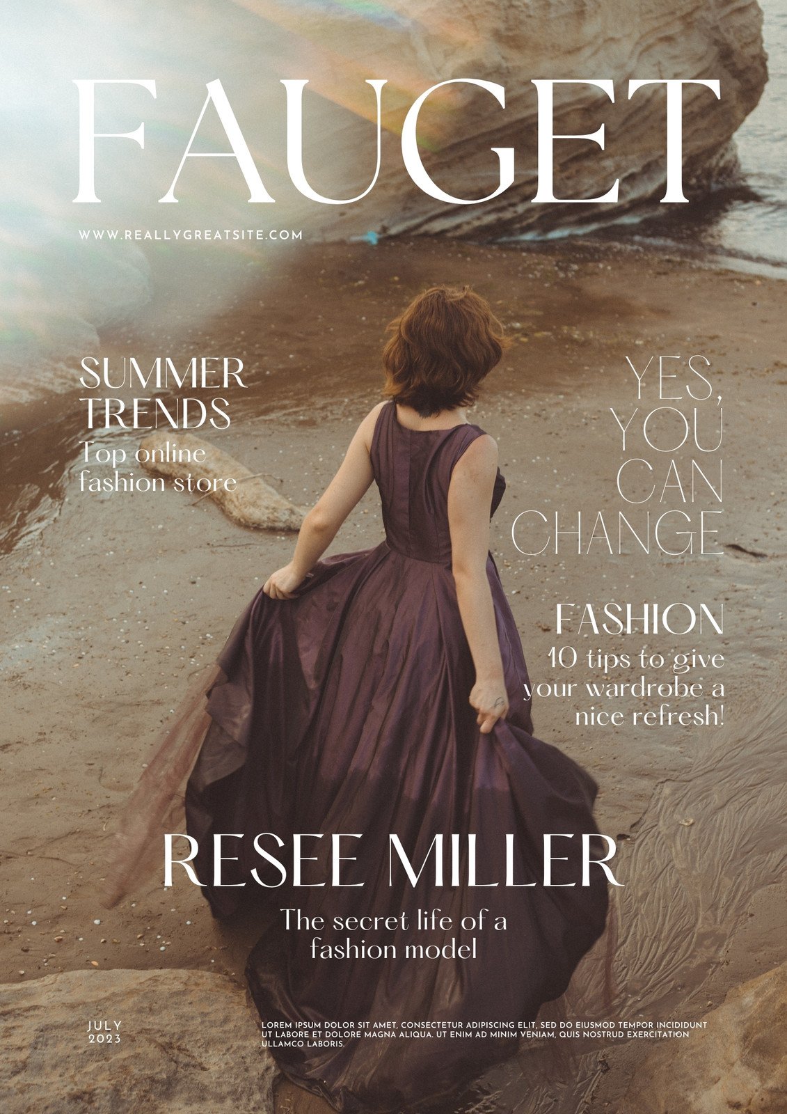 Brown Minimalist Elegant Fashion Magazine Cover