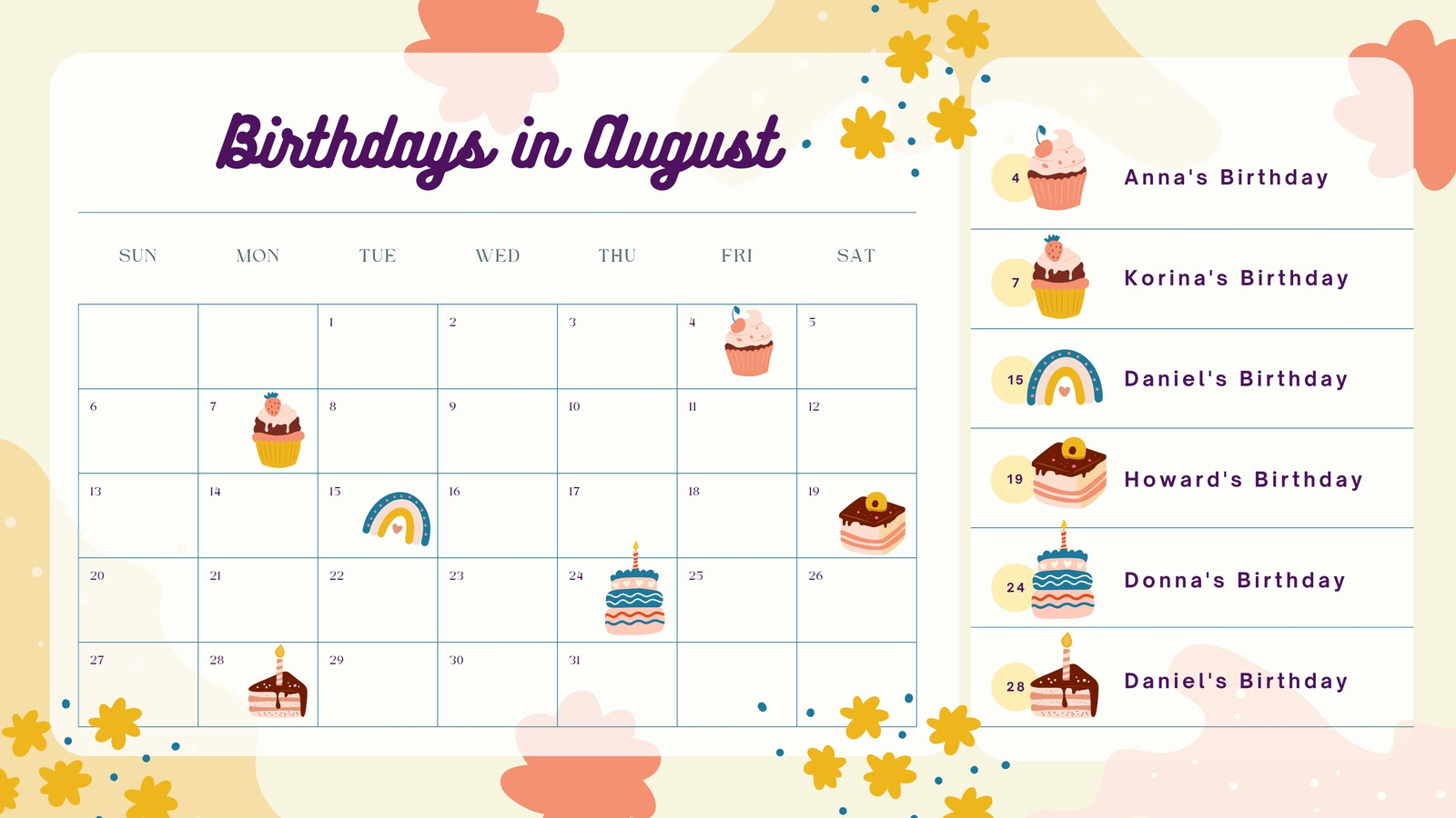 Free, printable, customizable birthday calendar templates