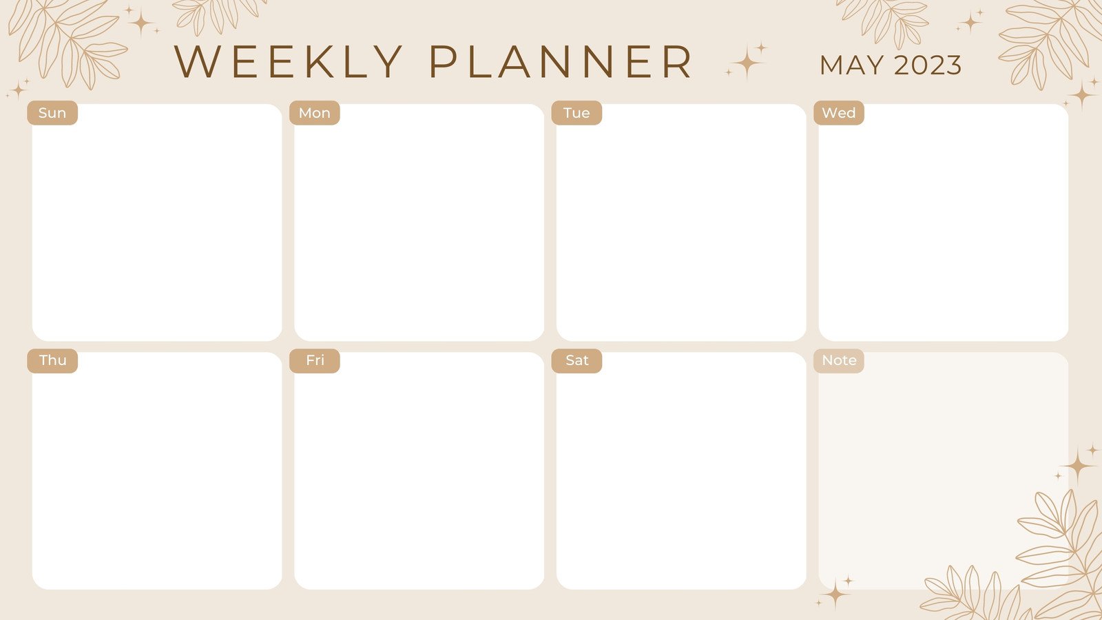 Cream Minimalist Aesthetic Printable Weekly Planner Calendar