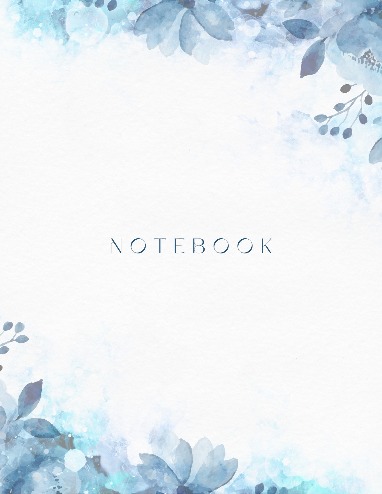 Blue and White Watercolor Floral Notebook - Instead of Flowers