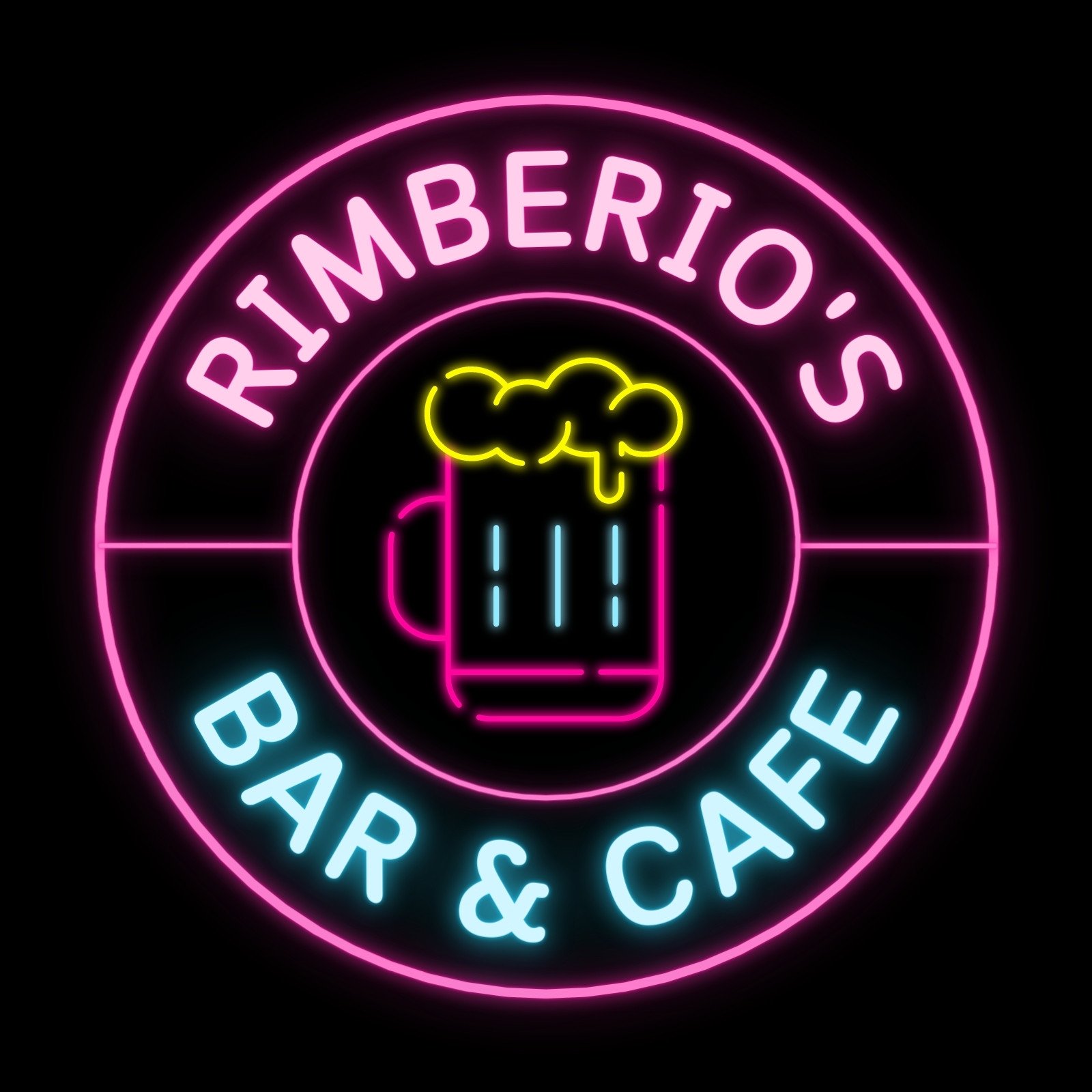 Pink Neon Beer Mug Illustration Bar and Cafe Logo