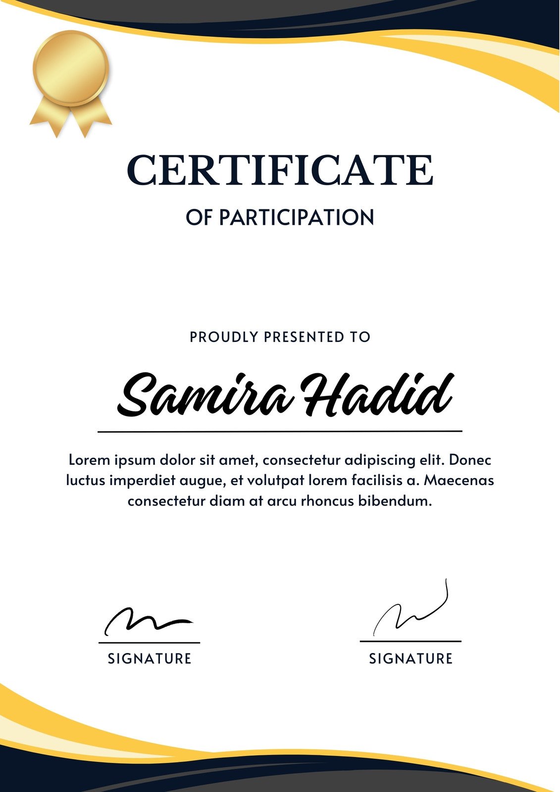 Black Gold Simple Modern Participation Certificate