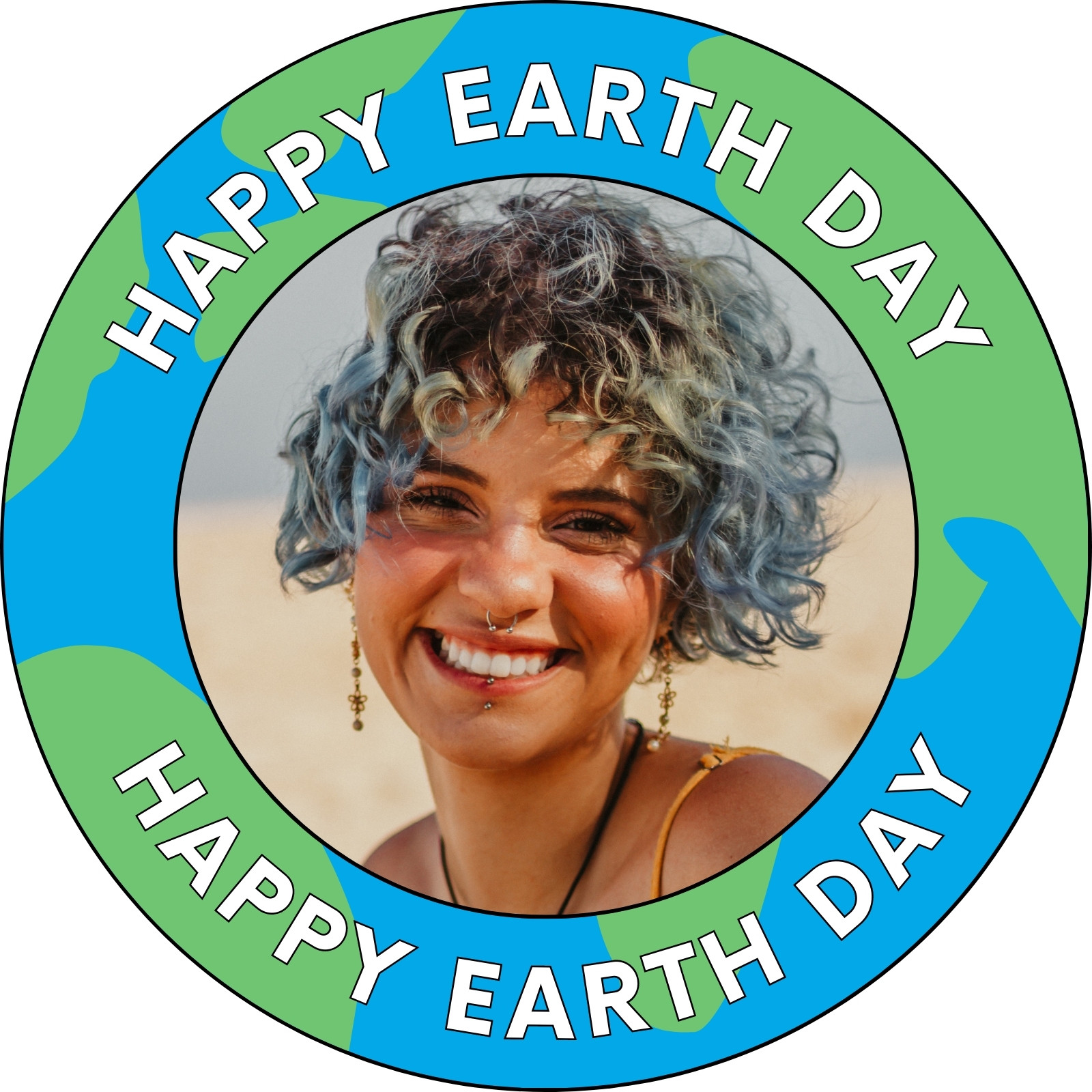 Green Modern Earth Day Facebook Profile Frame