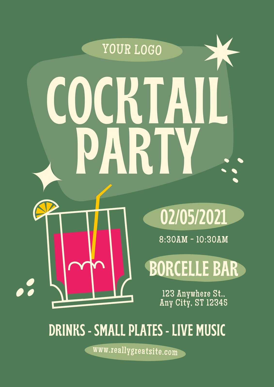 Mid Century Cocktail Party Event Flyer