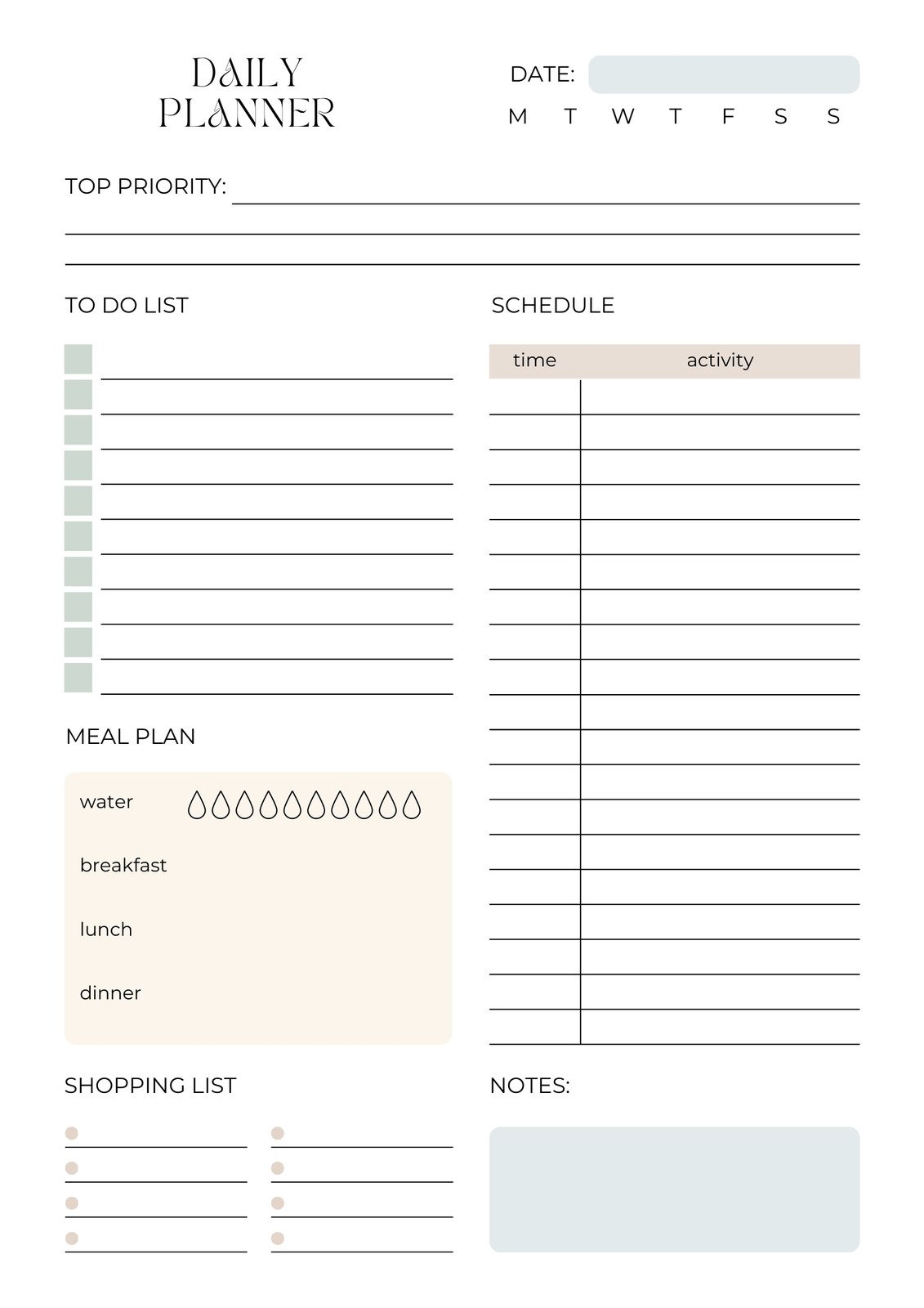 Download Printable Daily Planner Templates 5 in 1 Bundle PDF