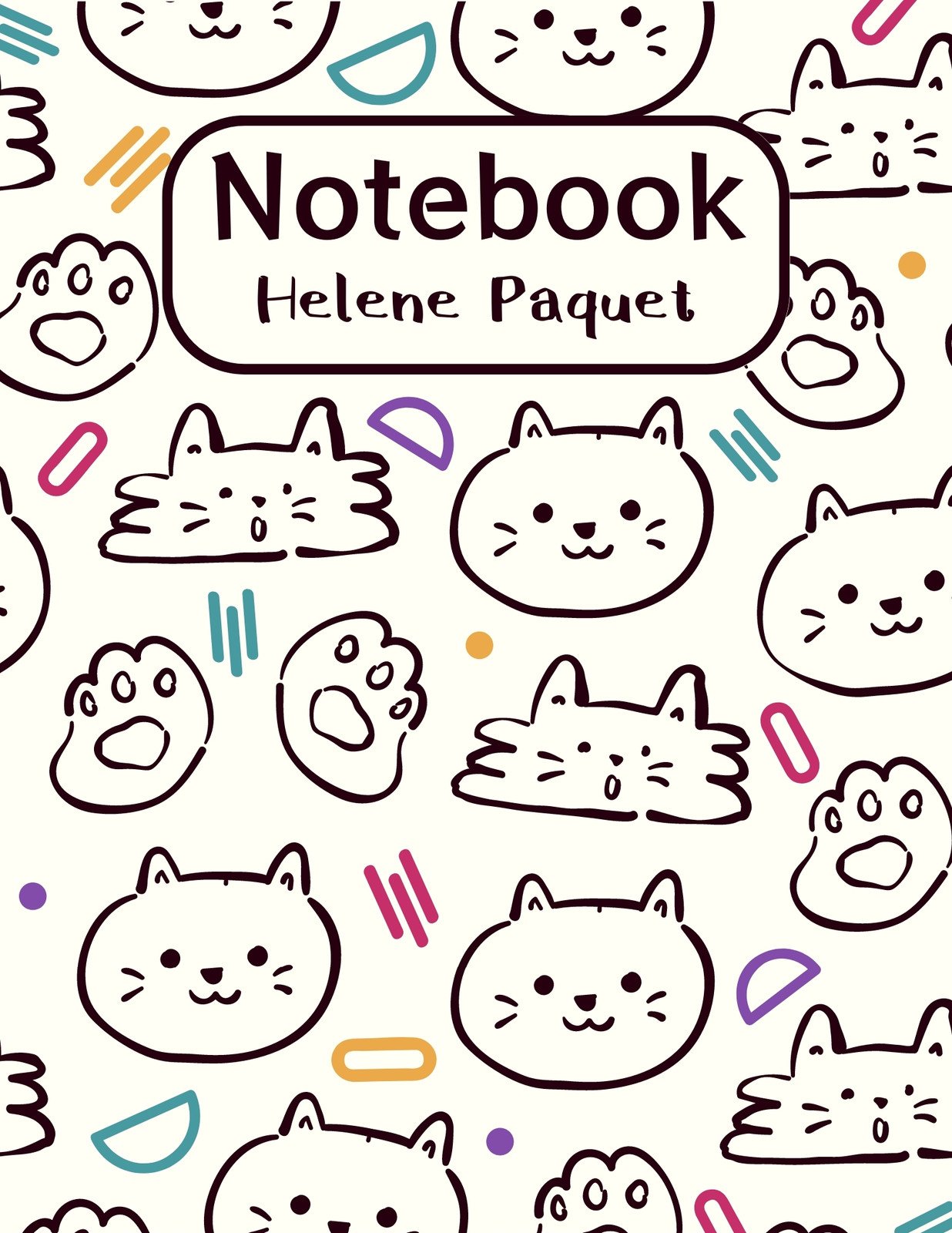 Colorful Cute Cat Pattern Notebook