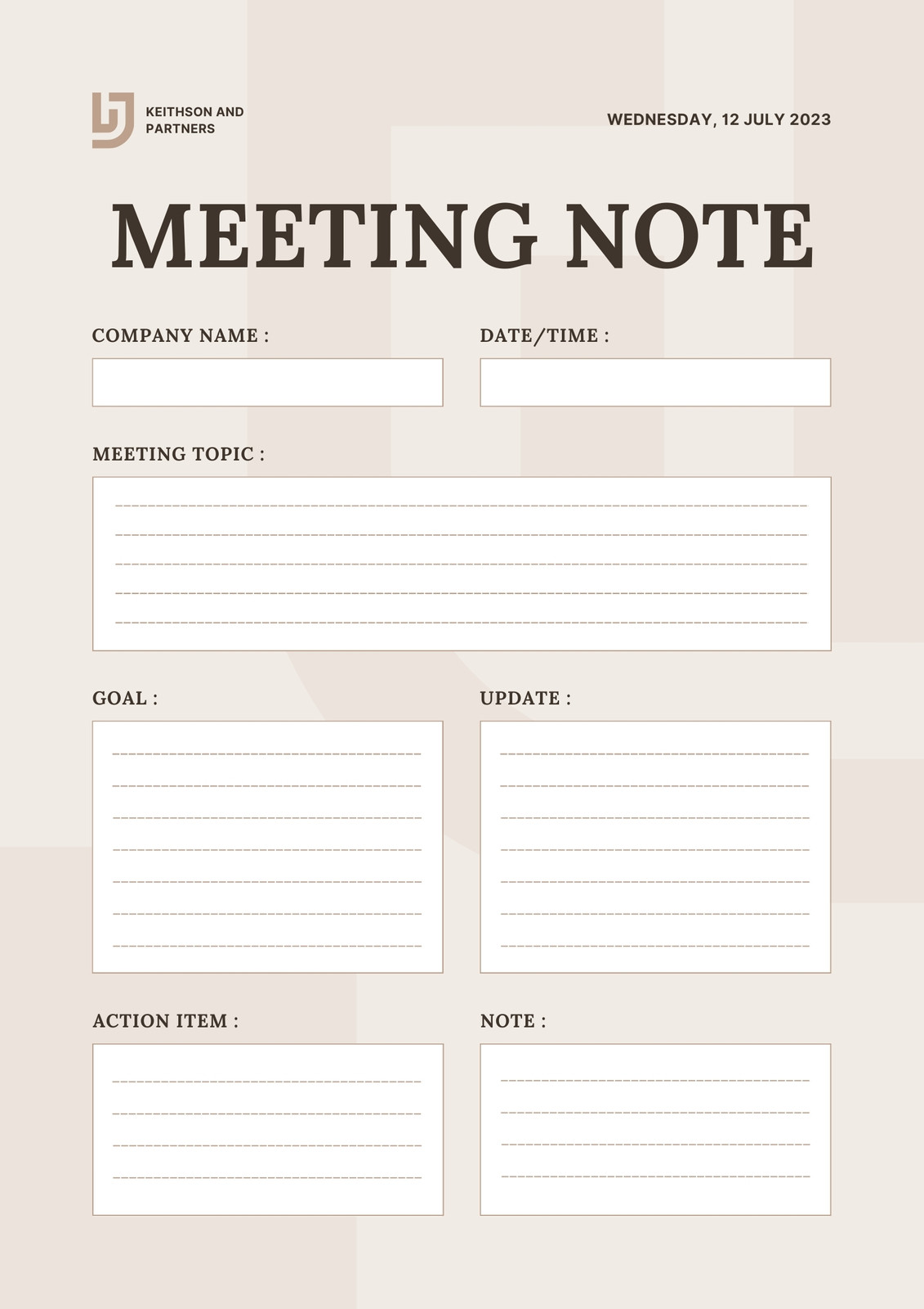 Meeting Agenda Template Printable A4, Meeting Notes, Meeting