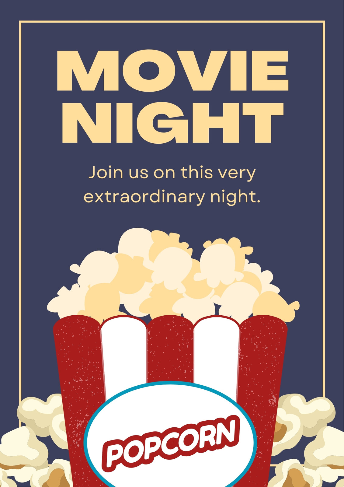 Blue Cream Illustrated Movie Night Poster