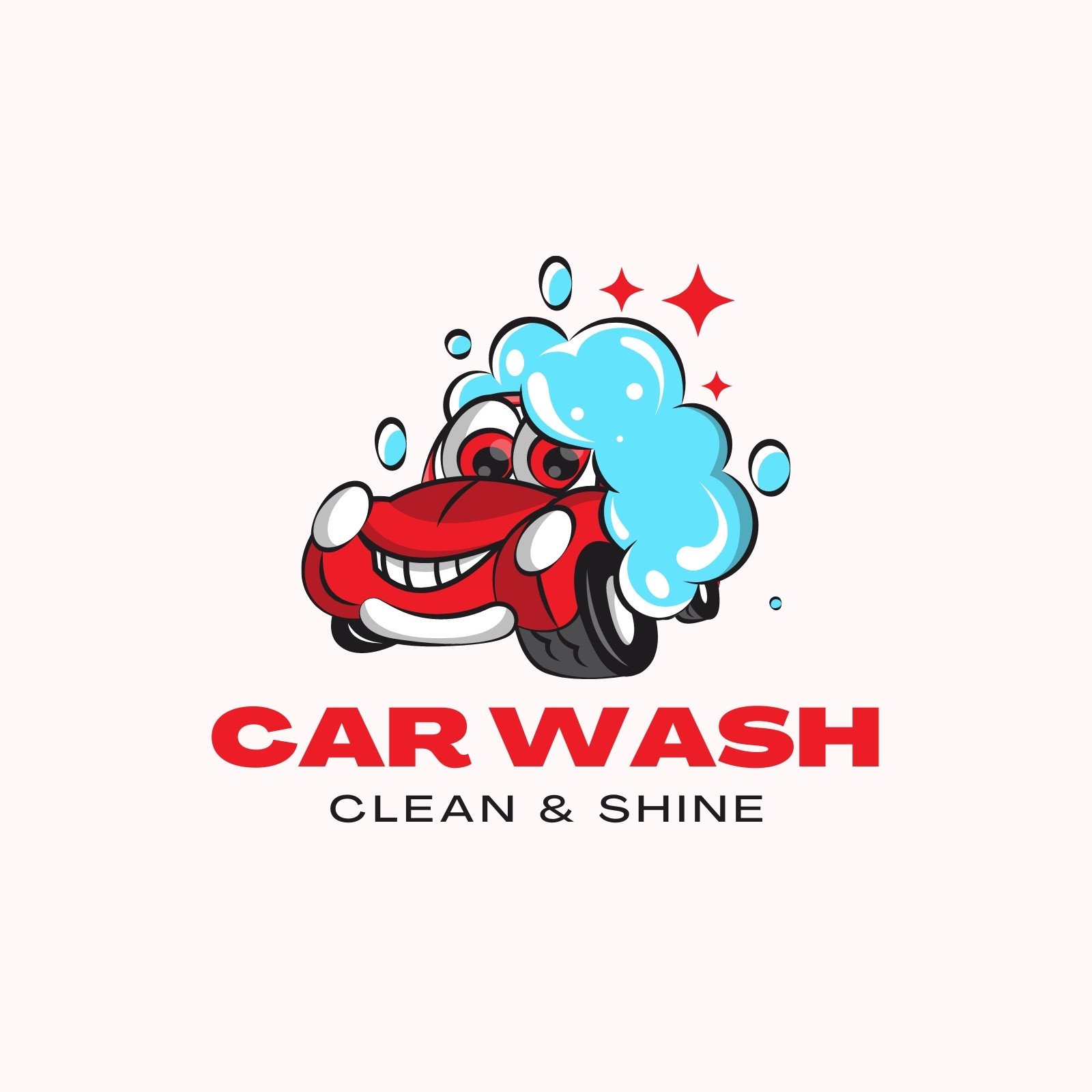 Colorful Modern Car Wash Mascot Logo