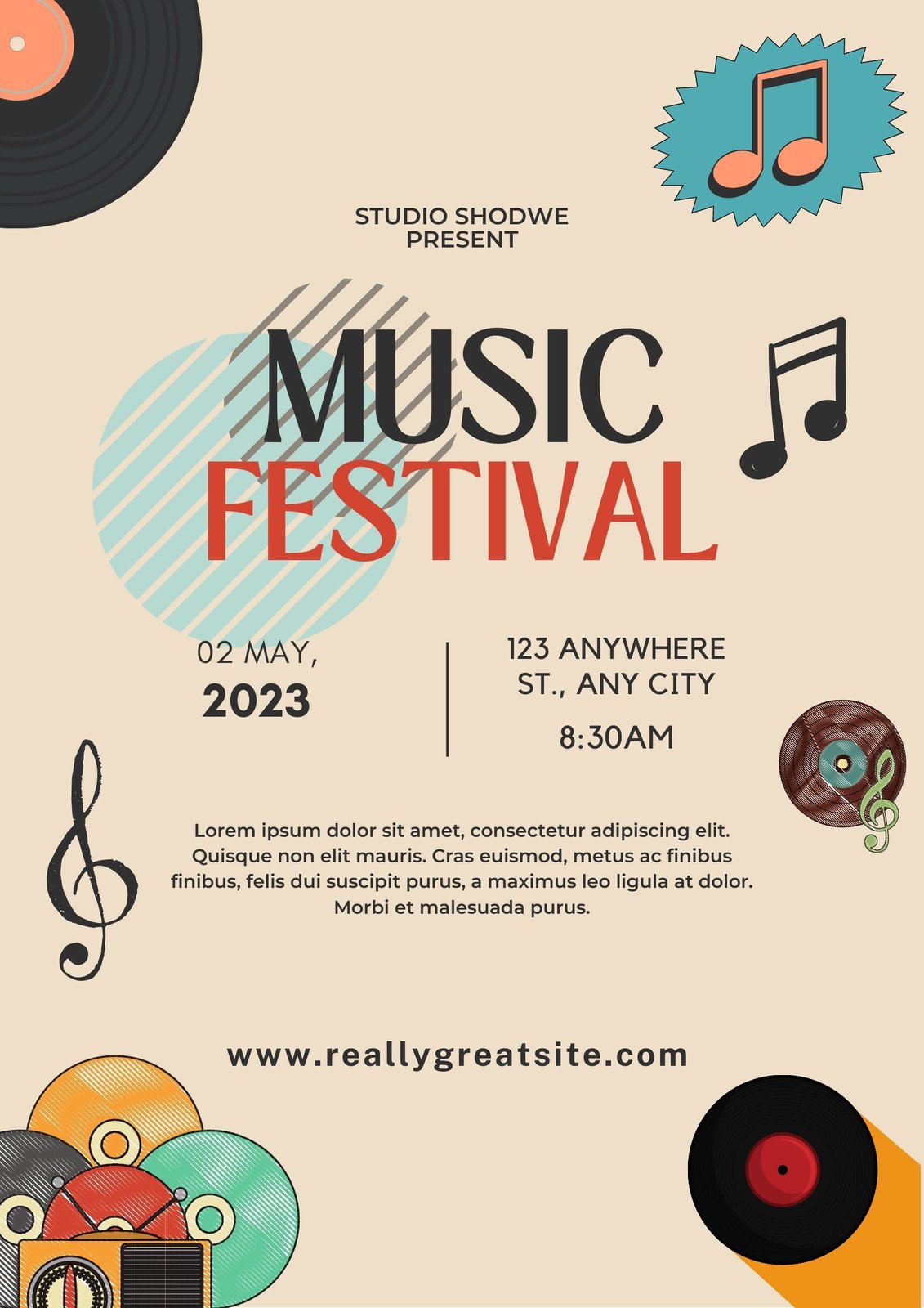 Pastel Retro Music Festival Poster