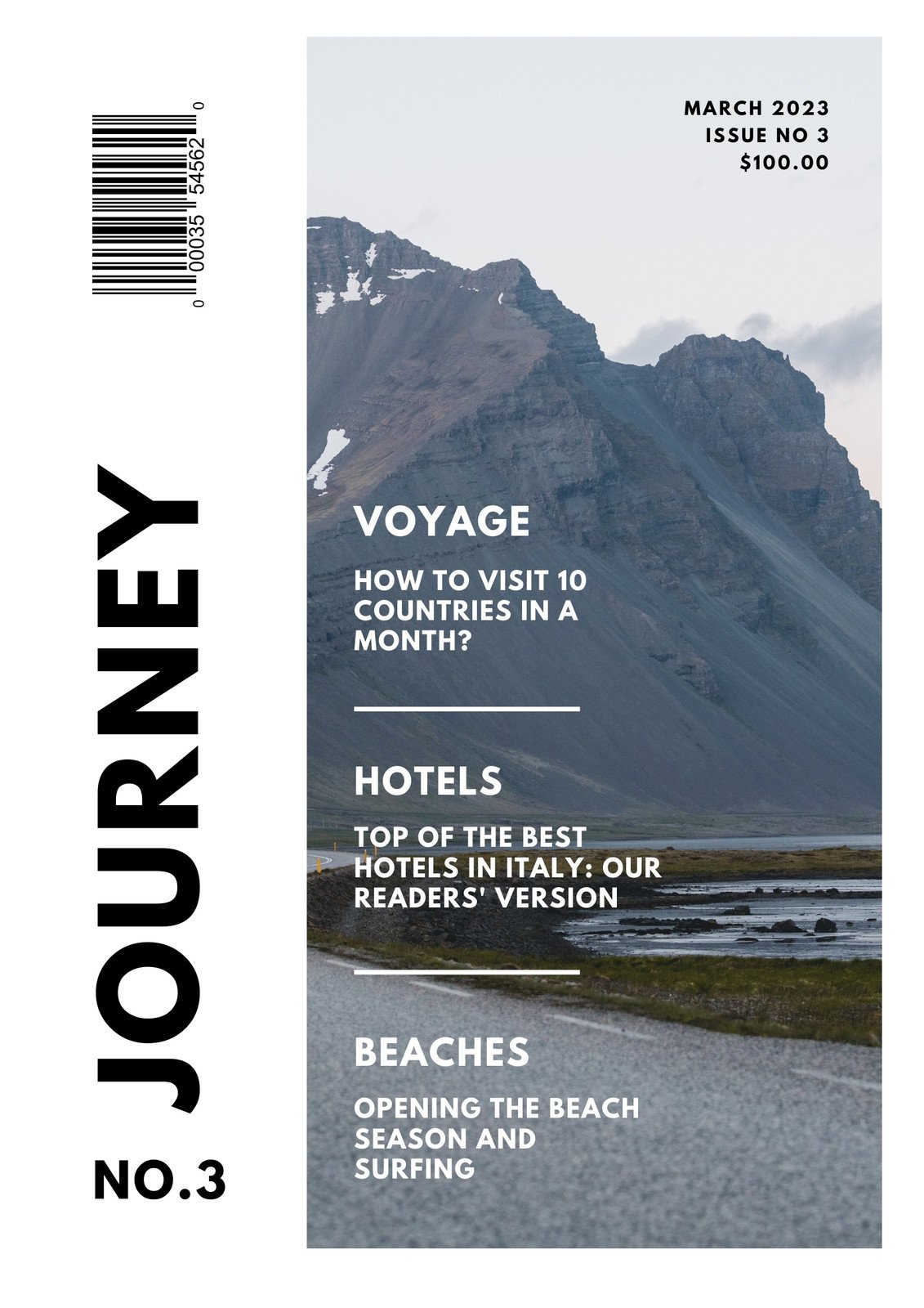 White Minimalistic Modern Typography Travel Magazine