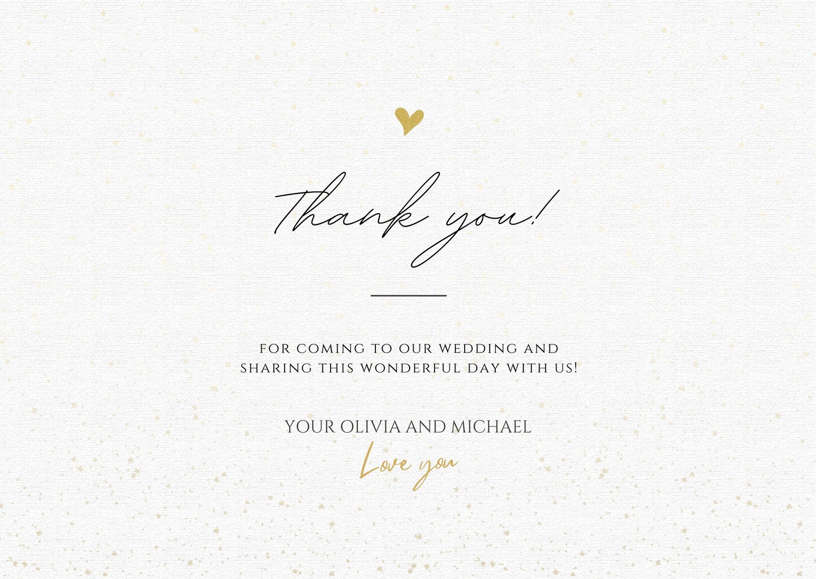 White & Black Gold Minimal Calligraphy Thank You Wedding Card