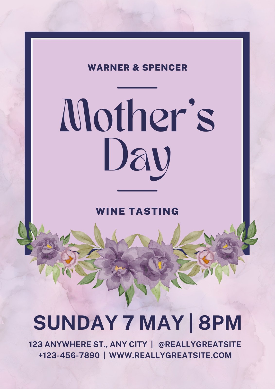 Lavender and Pink Floral Mother's Day Event Poster