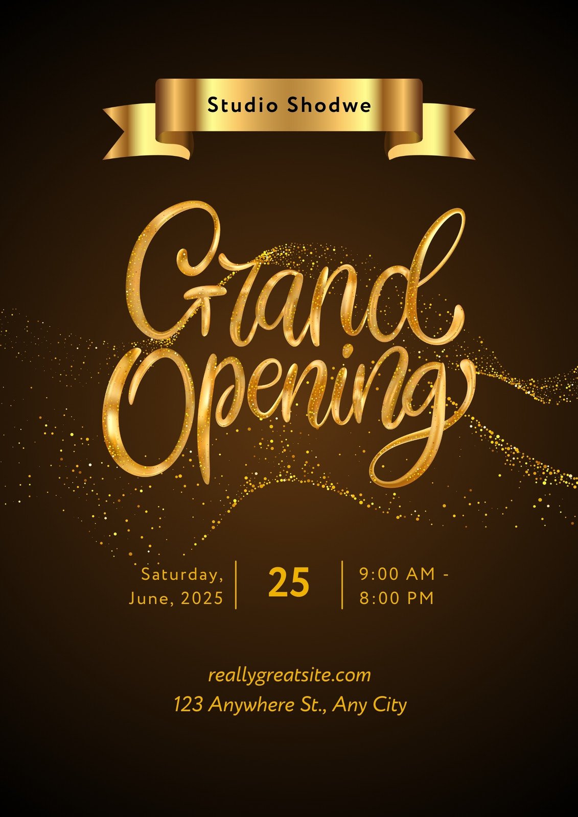 Abstract Grand Opening Luxury Modern Shape Typography, Grand