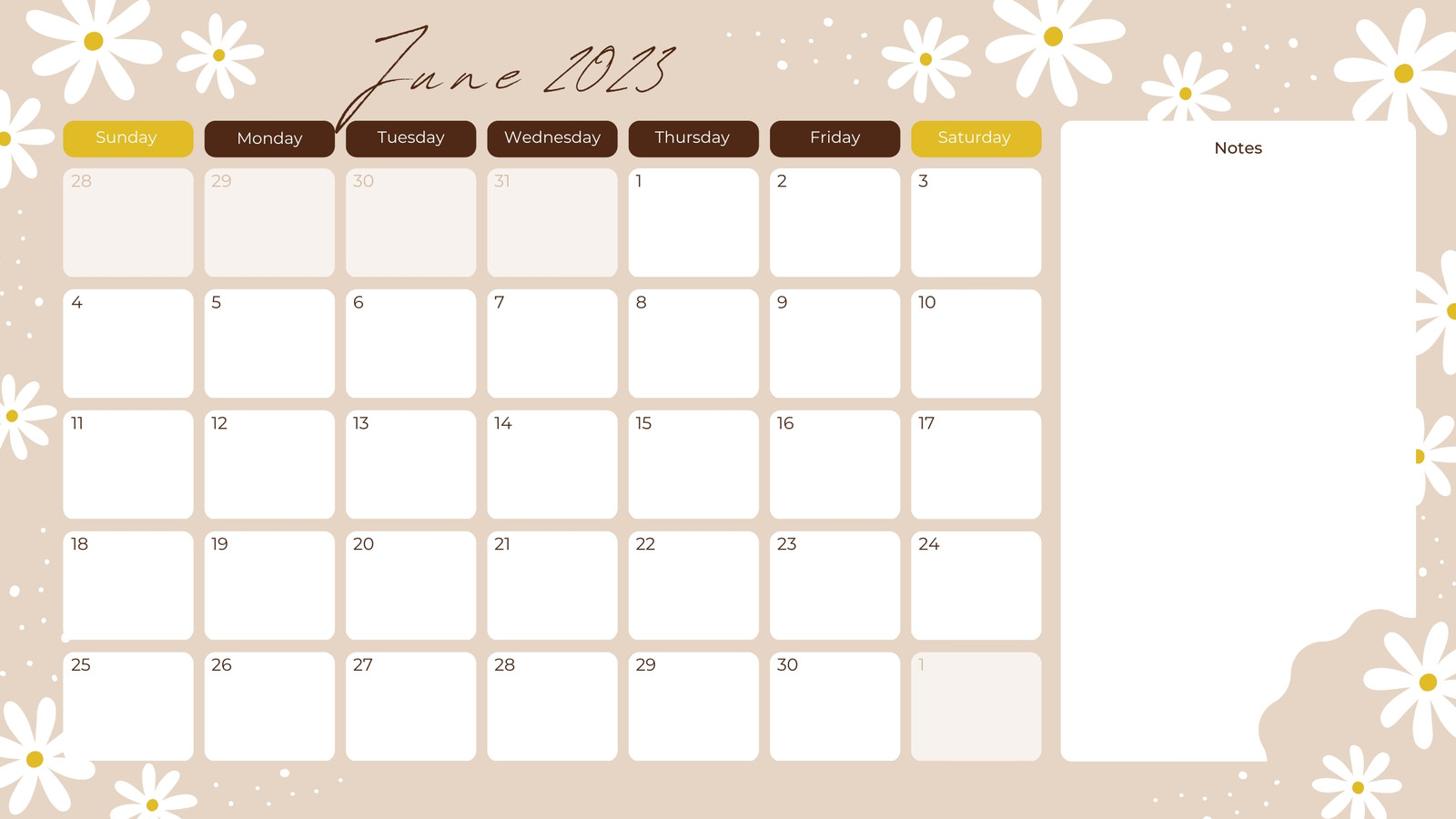 Weekly Calendar June 2023