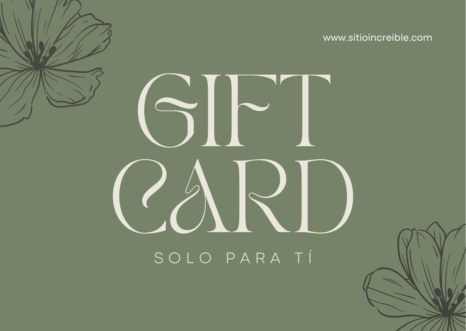Gift Card  para salón de belleza botánico verde y beige