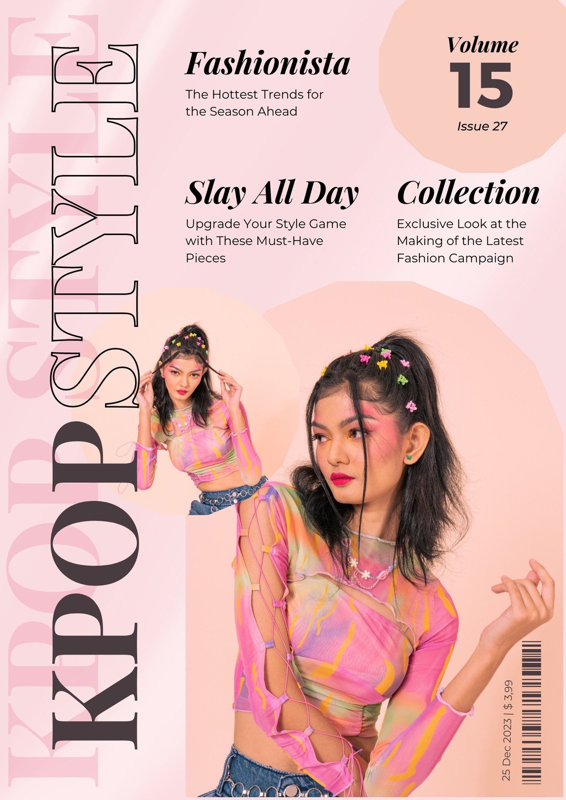 Pink Modern Kpop Style Magazine Cover