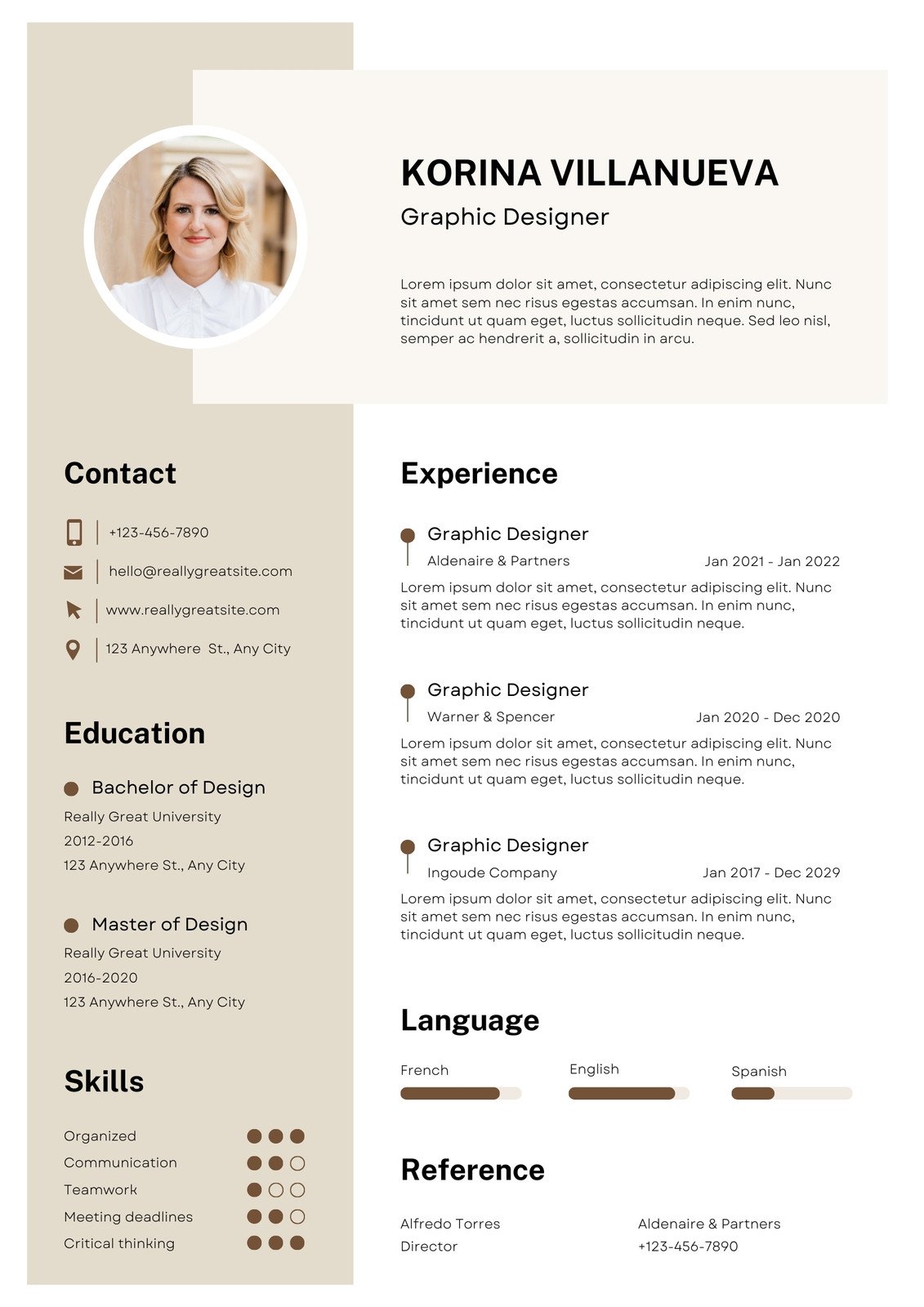 White and Beige Minimalist Graphic Designer Professional Cv Resume