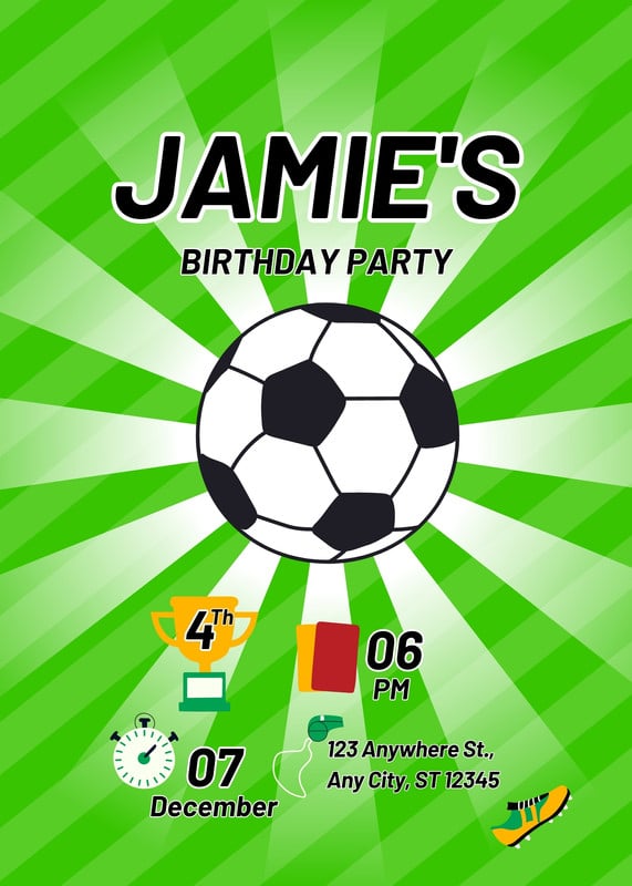 Printable Boy's Soccer Birthday Party Invitation, Football Theme  Digital Invite