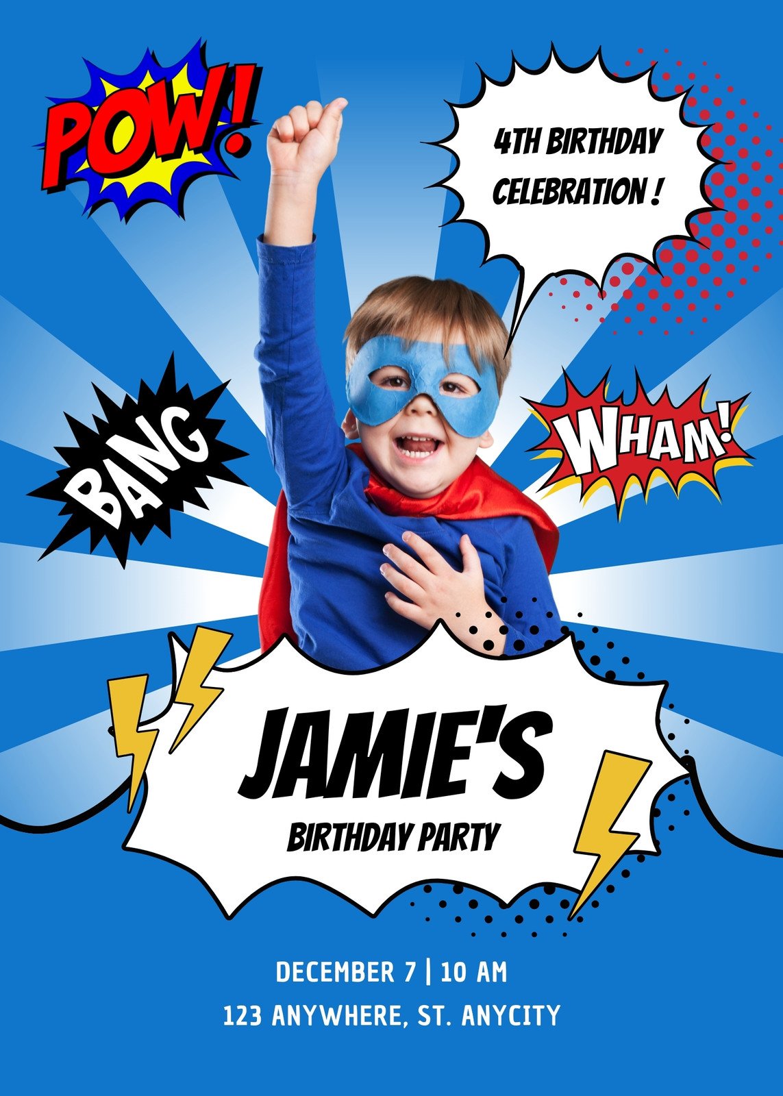 Free and customizable superhero invitation templates