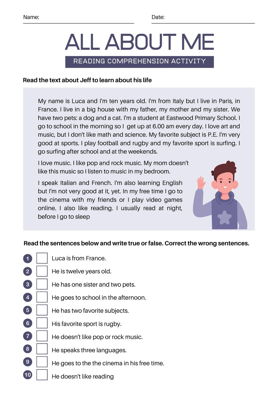 Reading Strategy Tic Tac Toe for Fiction Texts Worksheet