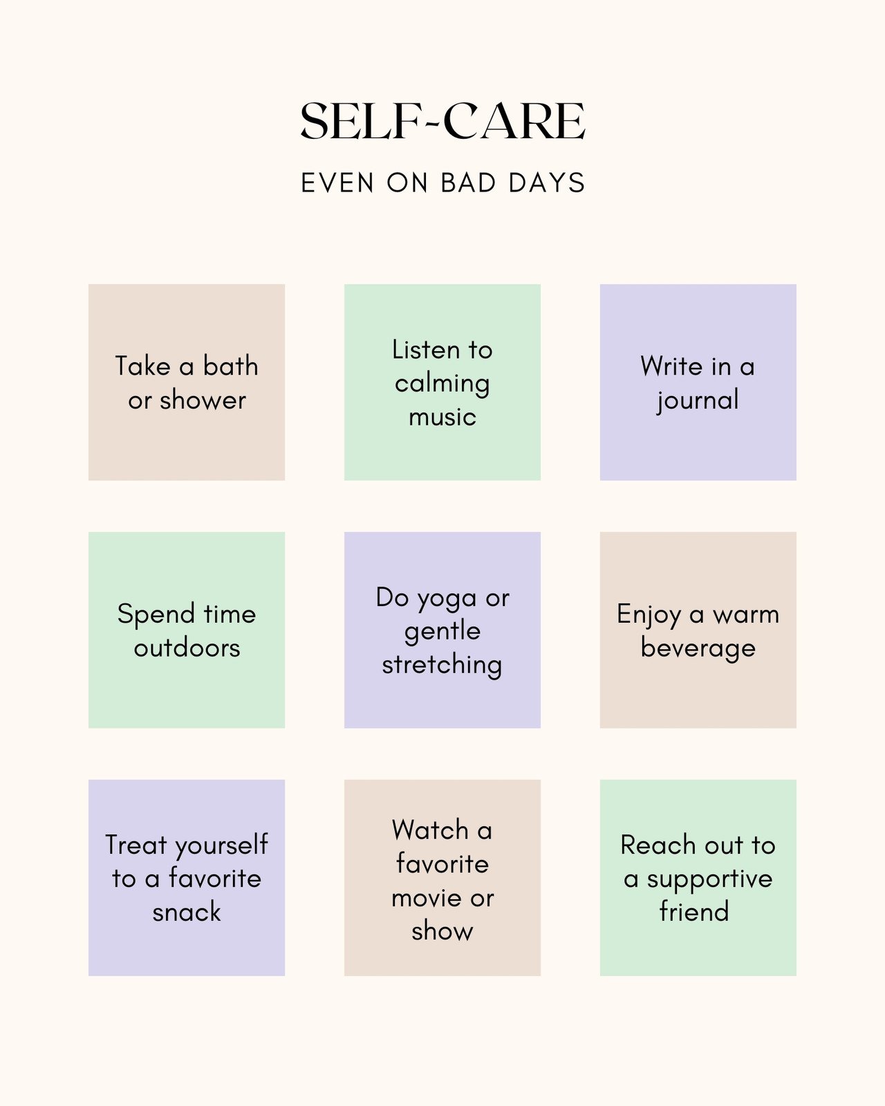 Free and customizable self care templates