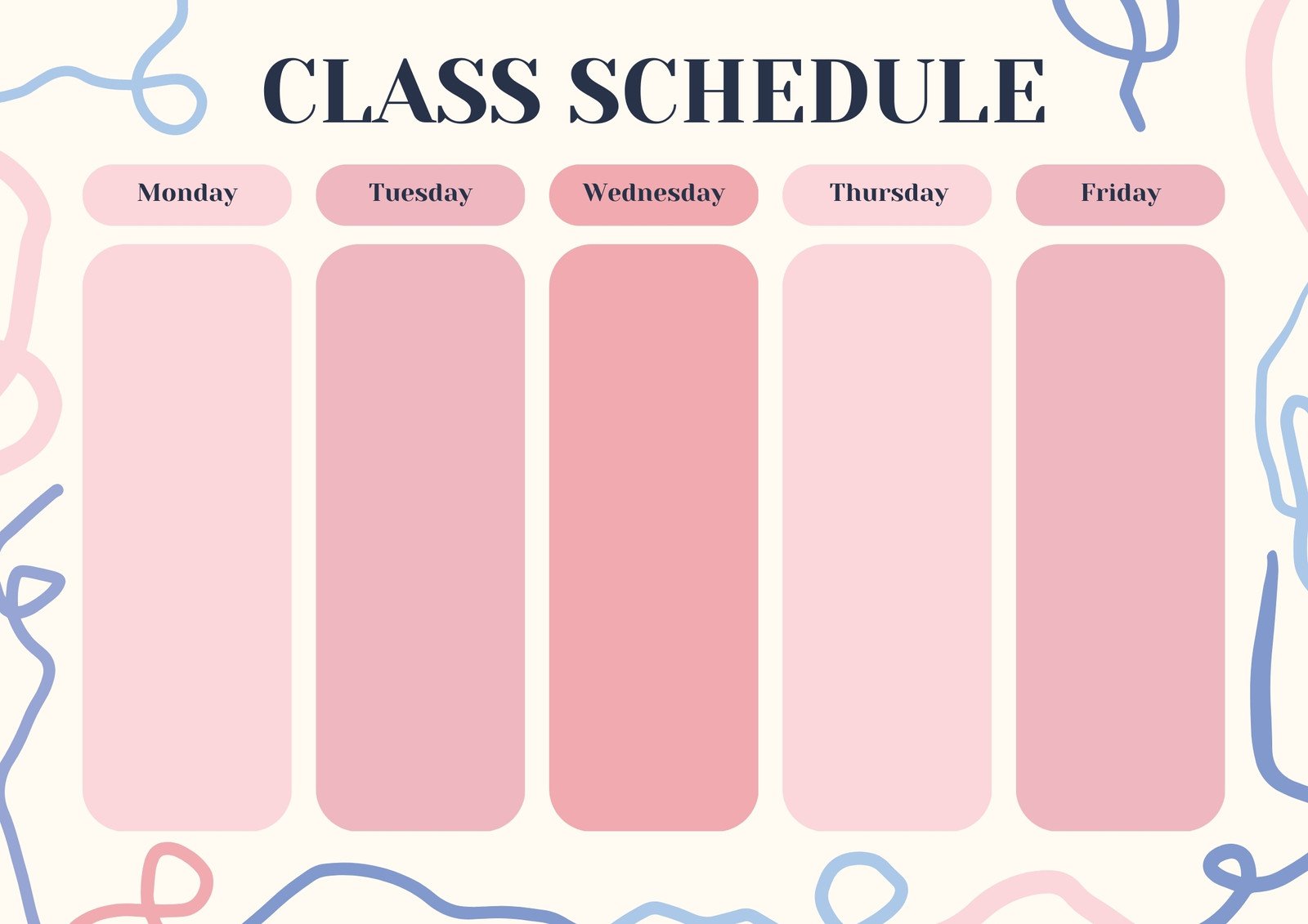 Beige Pink Soft Abstract Line Illustration Class Schedule
