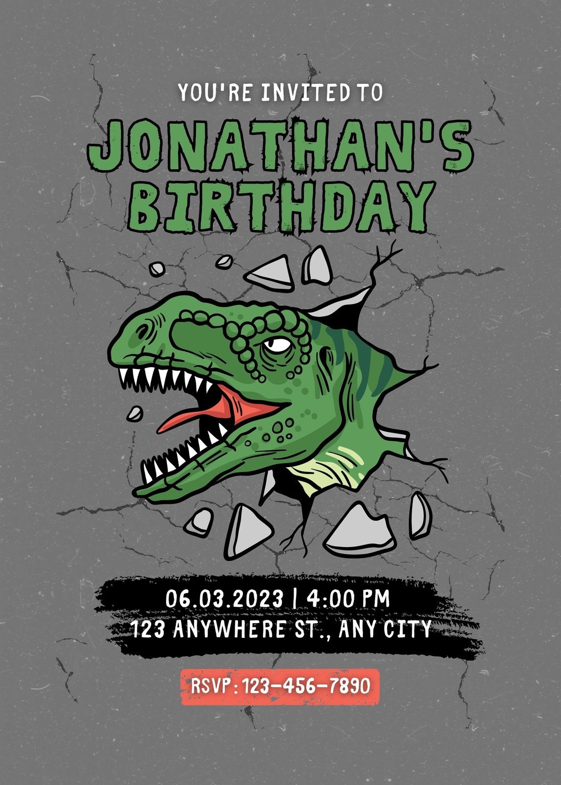 Dinosaur T-Rex Pool Party Girl Pink Birthday Invitation