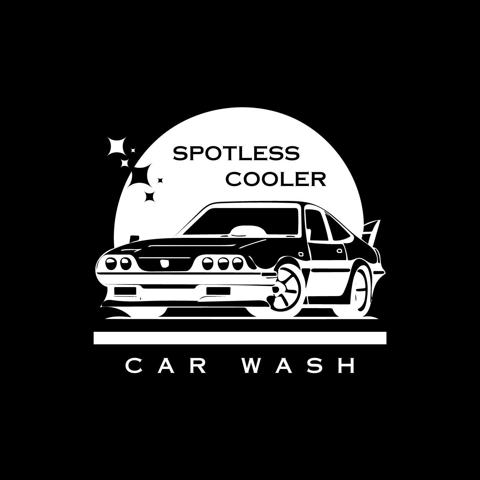 Black and White Flat Illustrated Car Wash Service Logo
