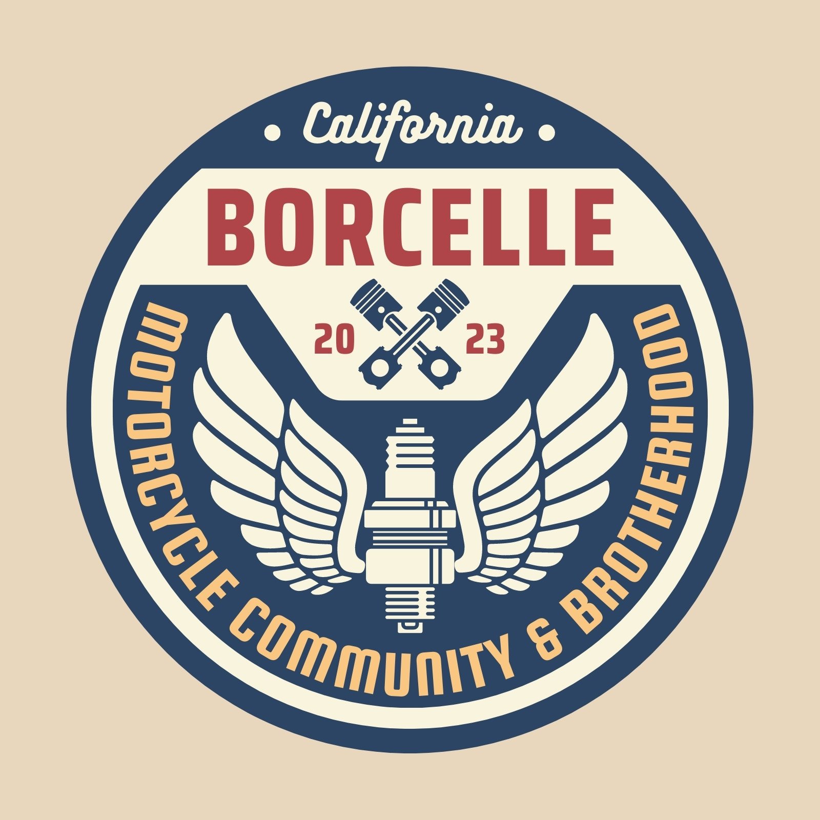 Vintage and Retro Motorcycle Community Club Badge Logo