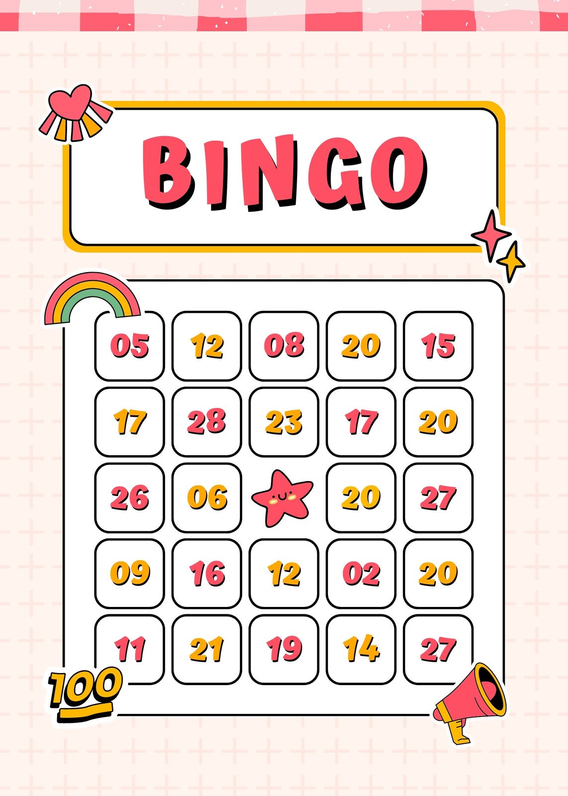 bingo template word doc