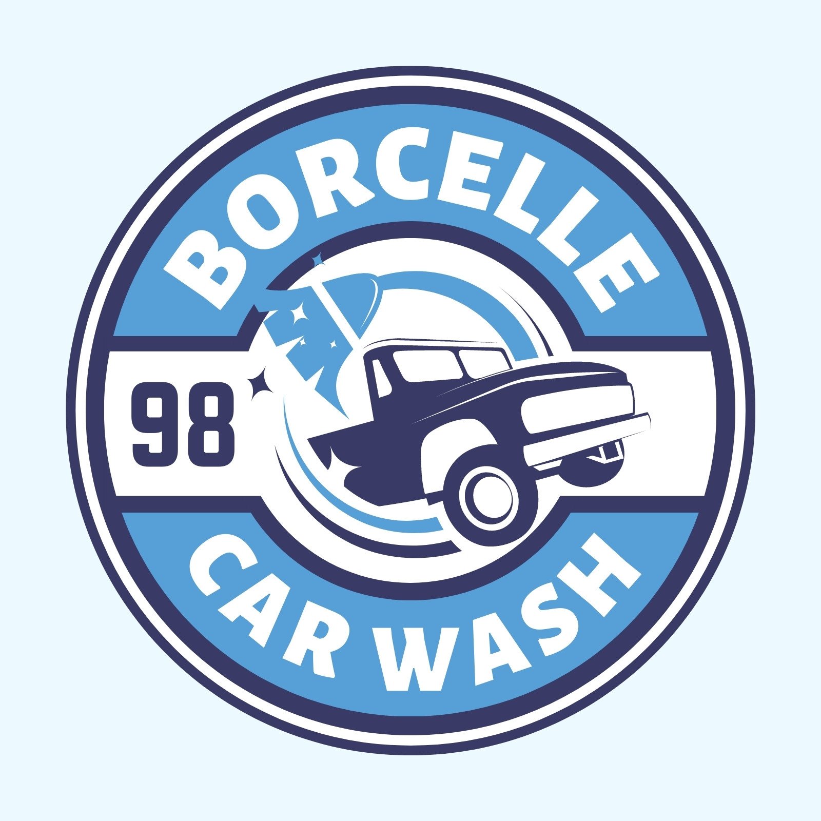 Blue White Simple and Modern Car Wash Business Logo