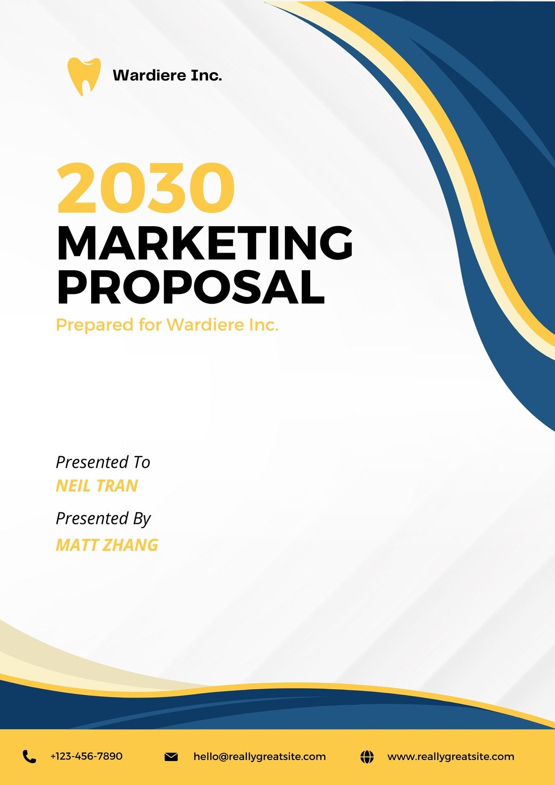 Blue and Yellow Professional Proposal Cover Page
