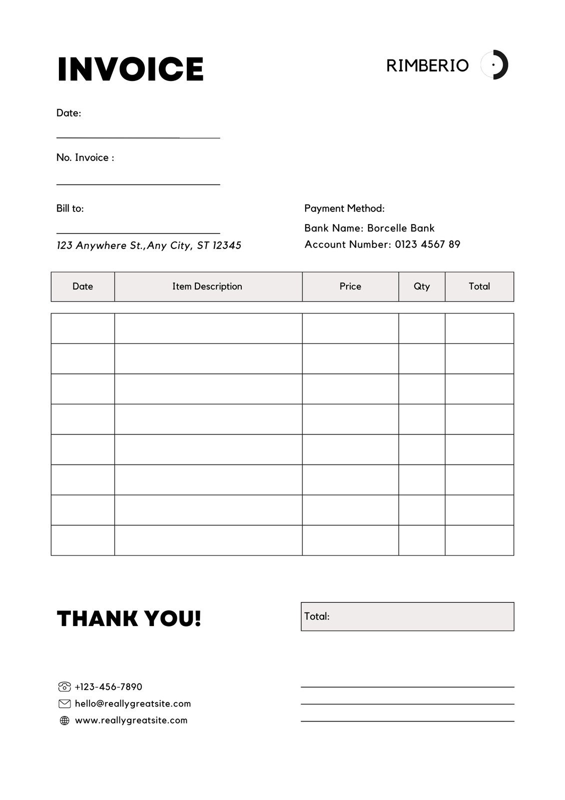 White and Beige Minimalist Professional Business Invoice